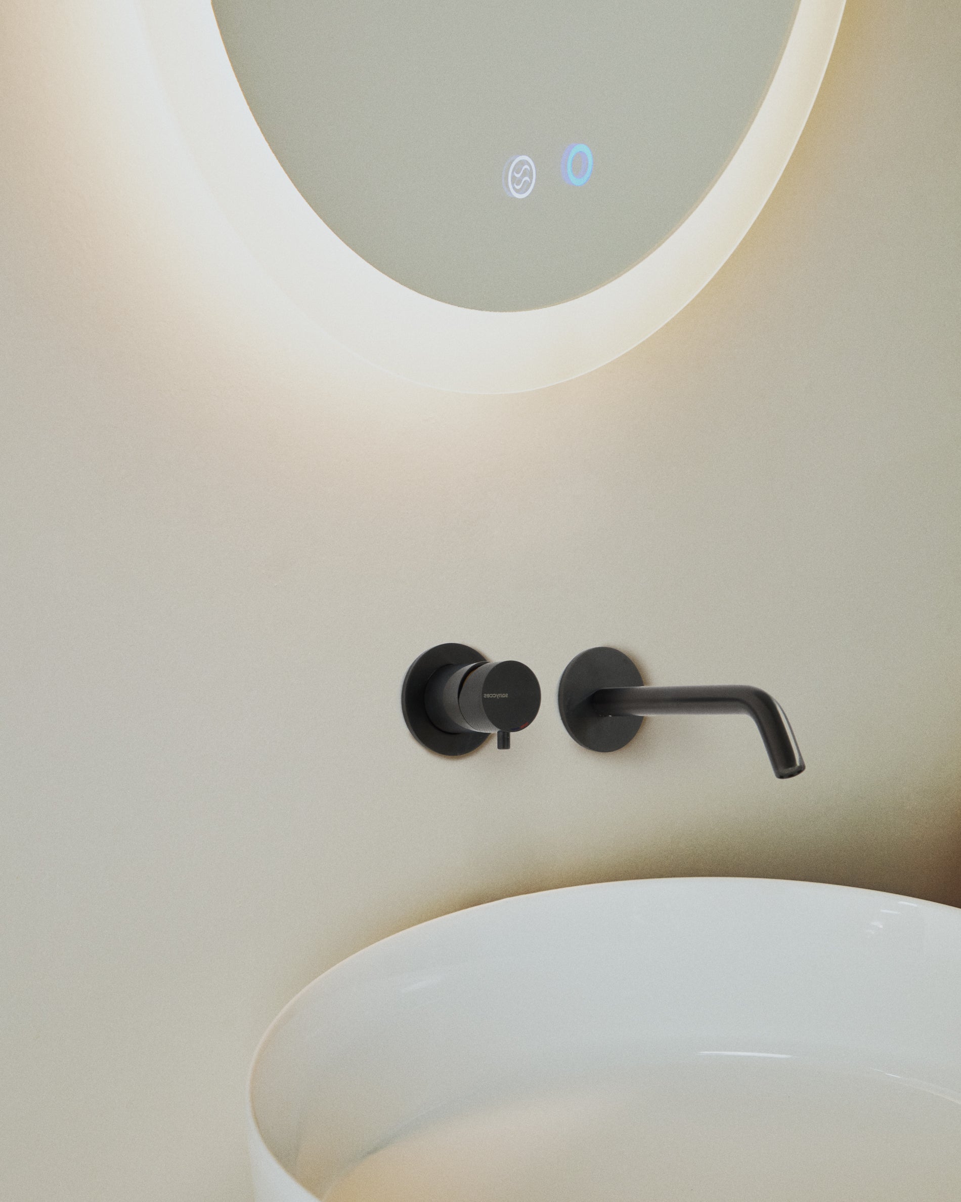 Mervi oval bathroom mirror with LED light and anti-fog 80 x 50cm - Lifestyle