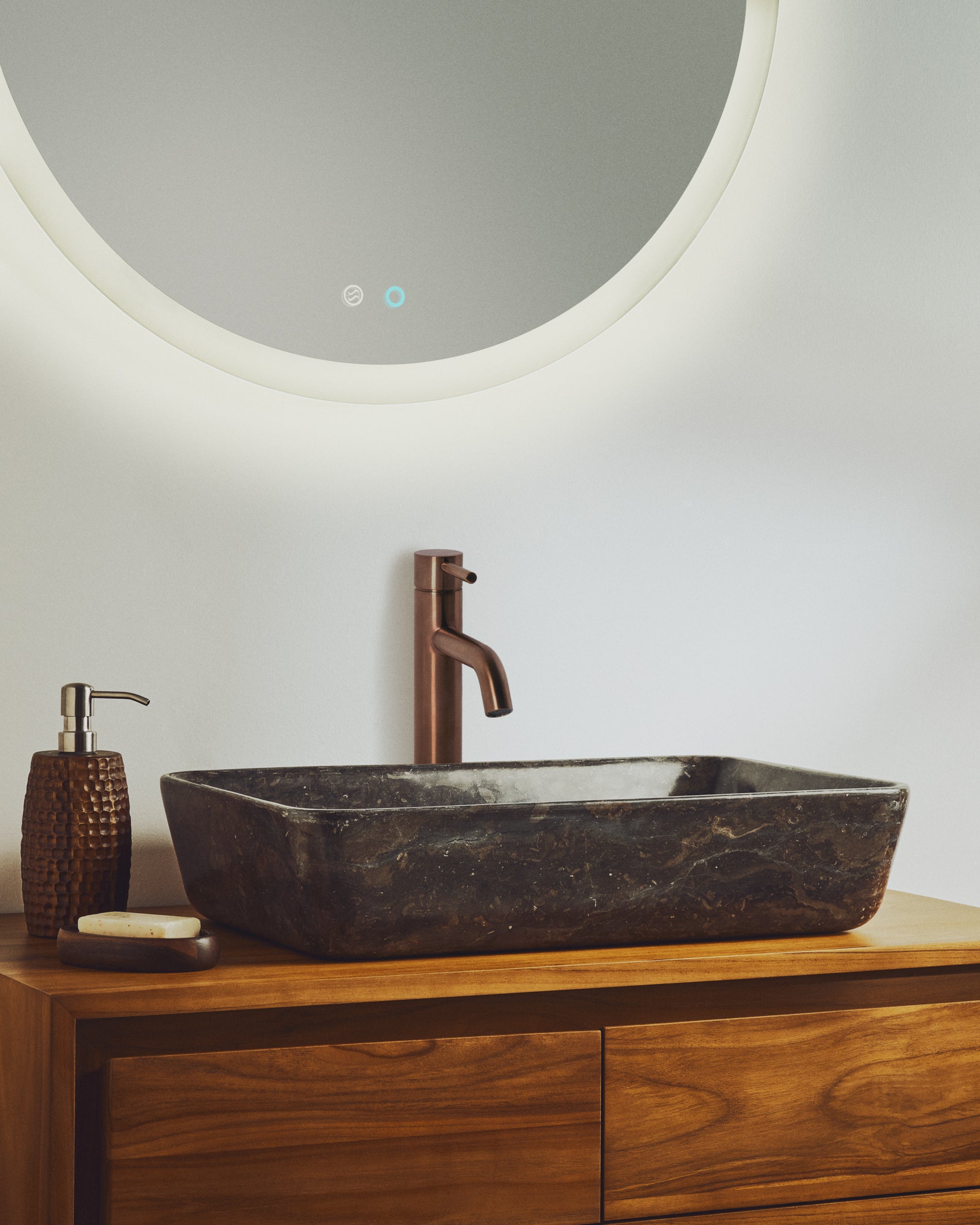 Darnen grey marble countertop washbasin 55 x 35cm - Lifestyle