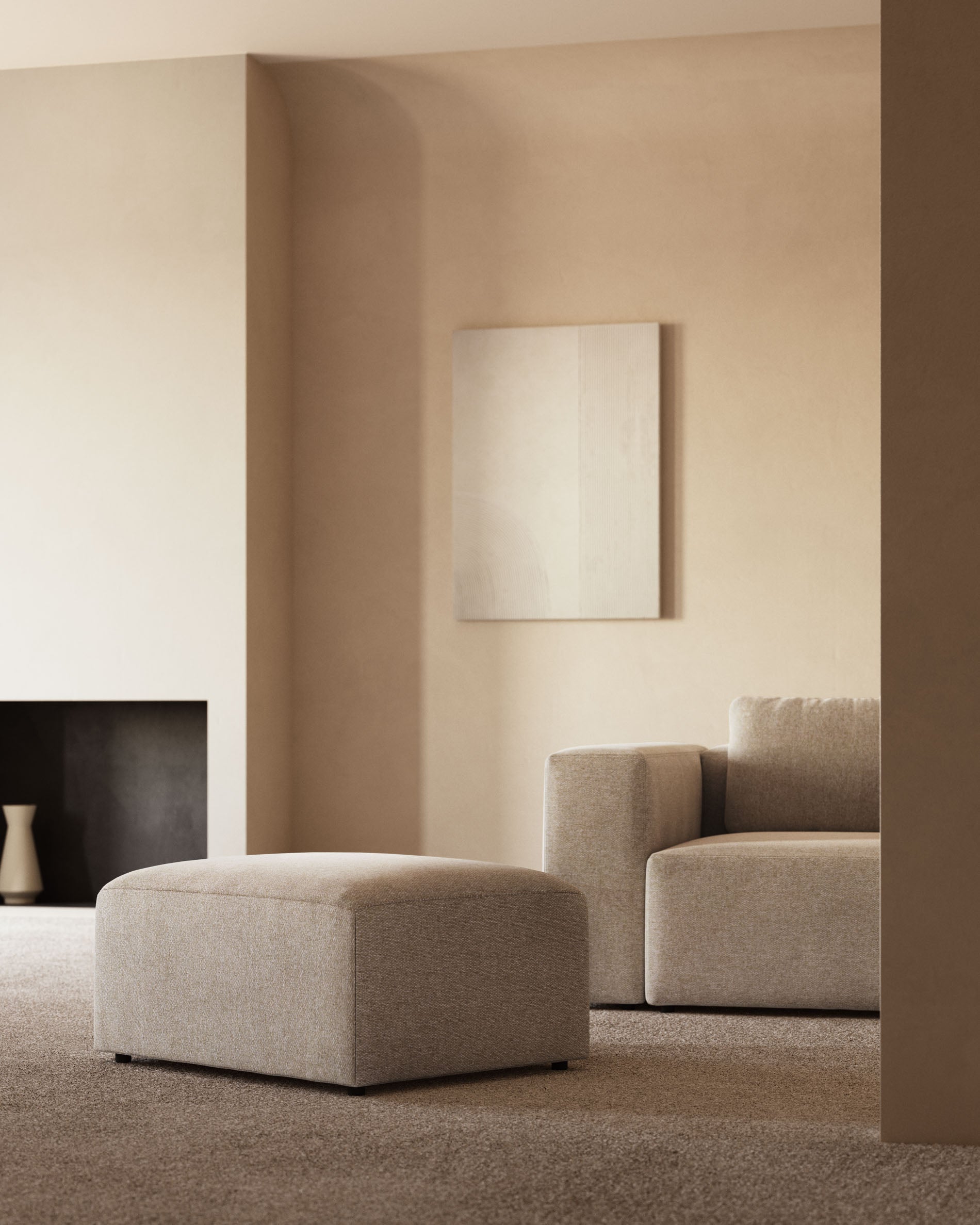 Blok beige chenille footrest 90 x 74cm FSC Mix Credit - Lifestyle