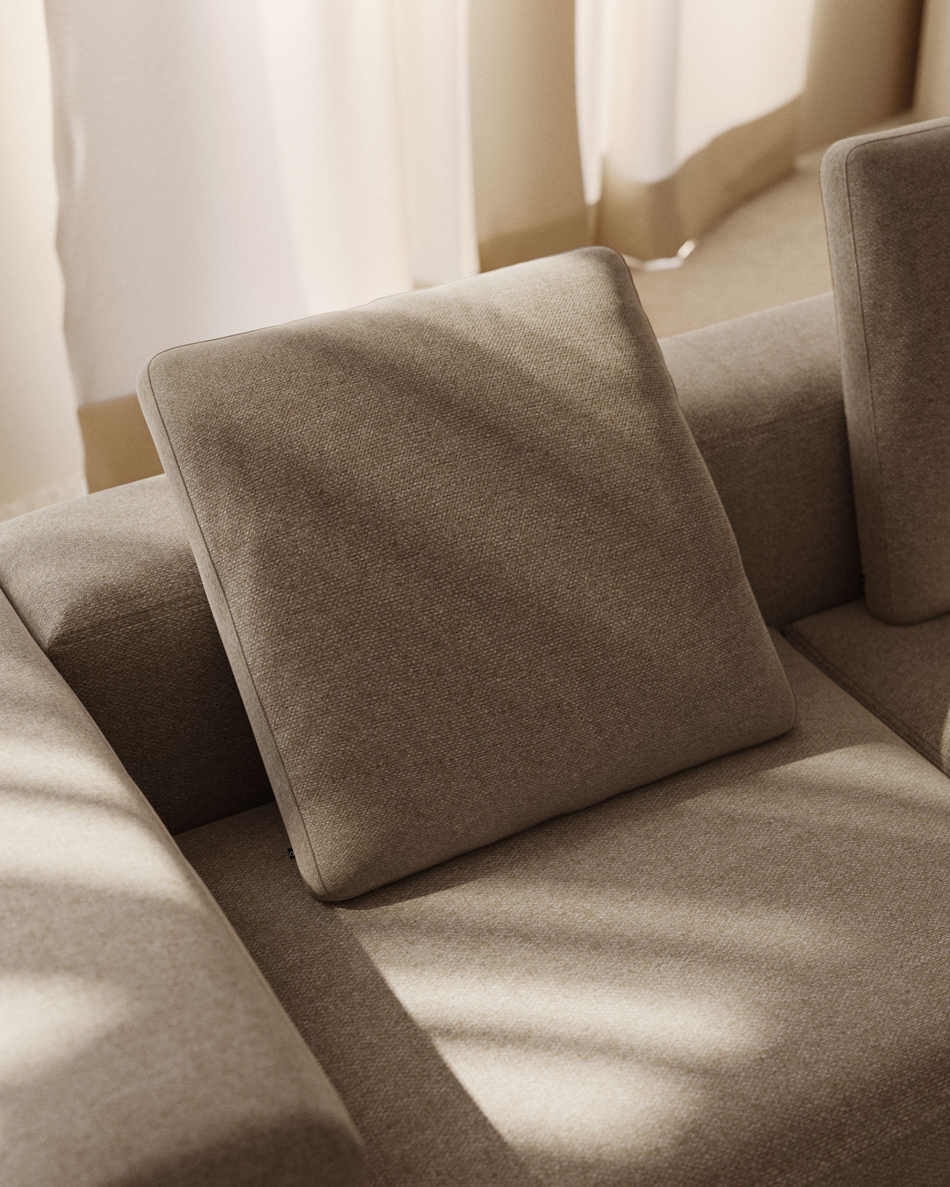 Blok beige chenille cushion 60 x 60cm - Lifestyle