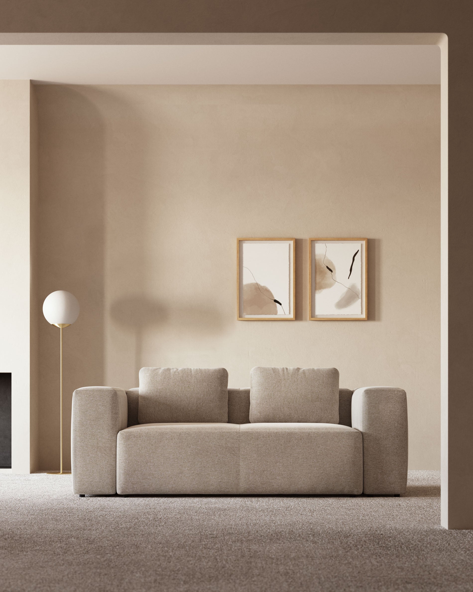 Blok 2-seater beige chenille sofa 210cm FSC Mix Credit - Lifestyle