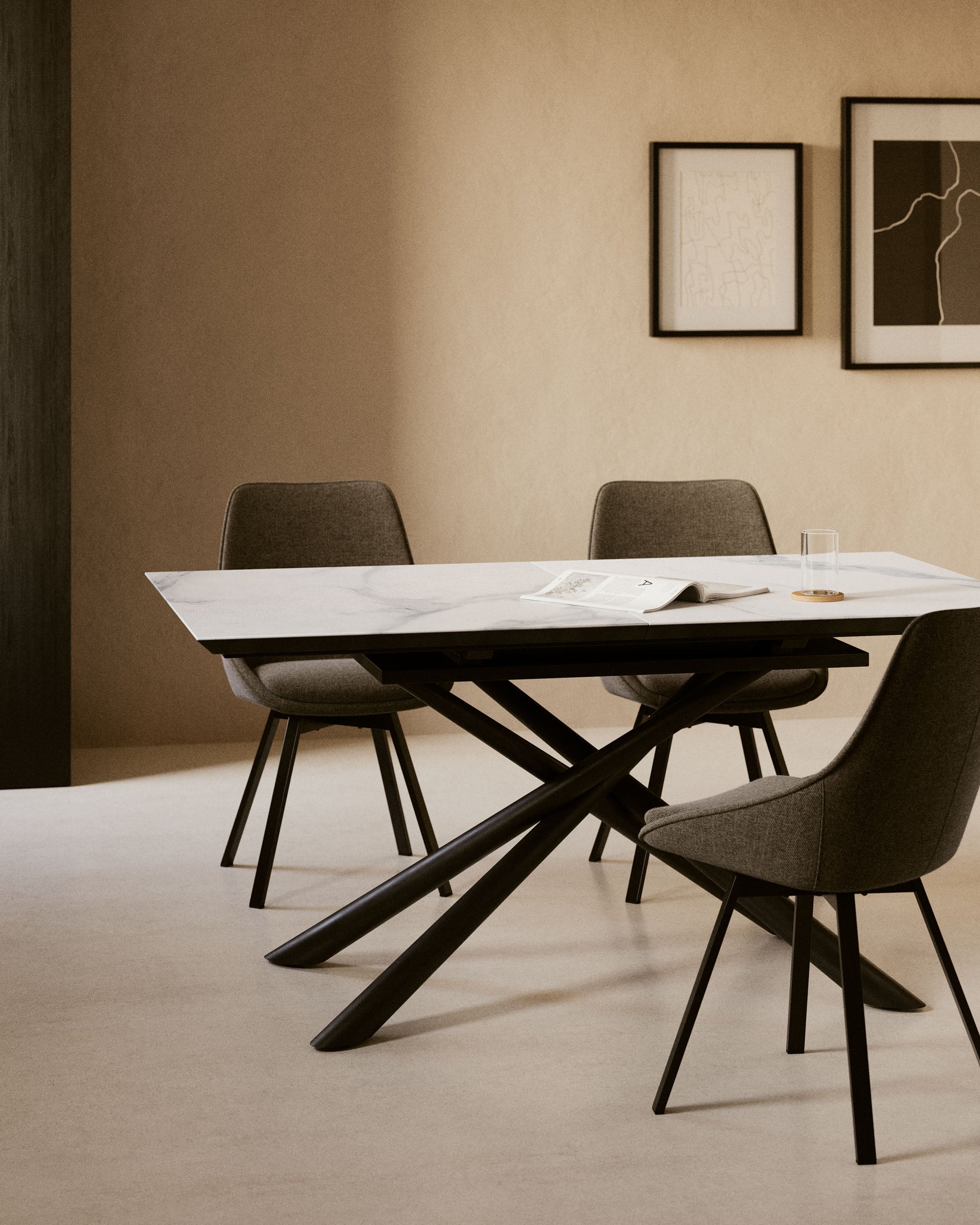 Jenna dark grey swivel chair with steel legs with black finish FSC 100% - Lifestyle