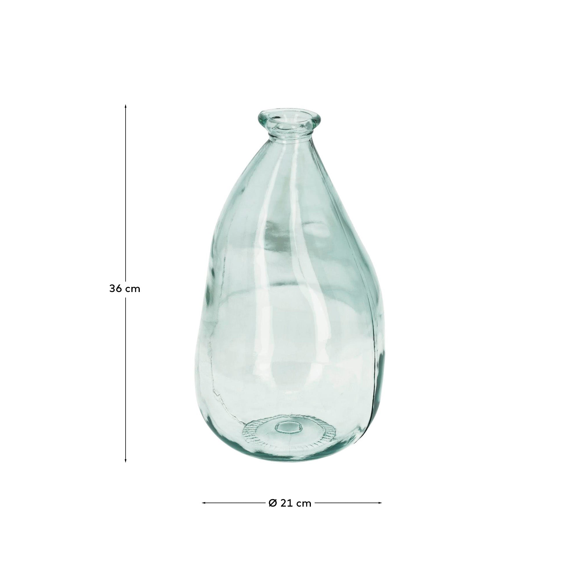 Brenna vase in 100% recycled transparent glass, 36 cm - Measurements