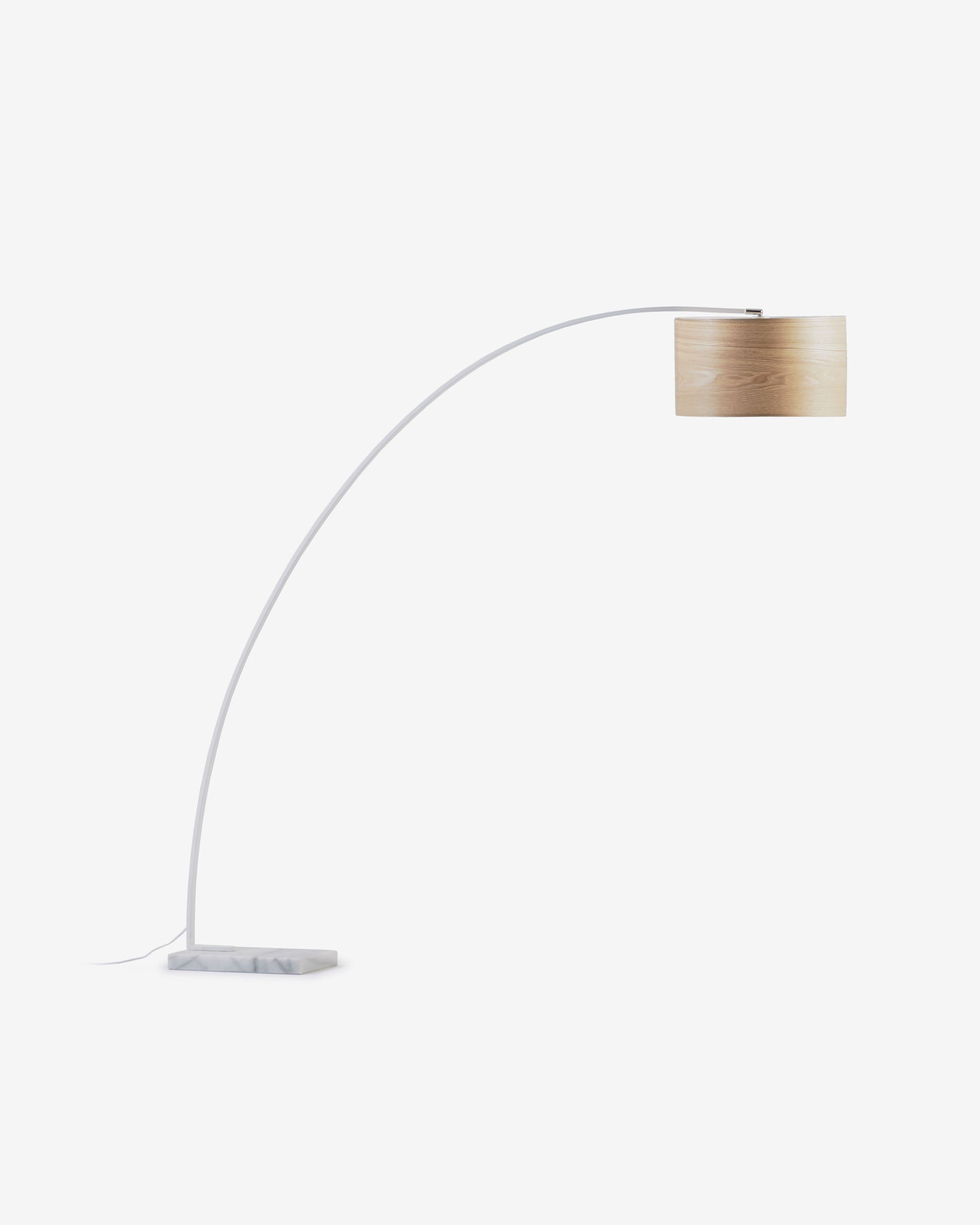 Juhe ash veneer floor lamp in white steel and marble - Product View
