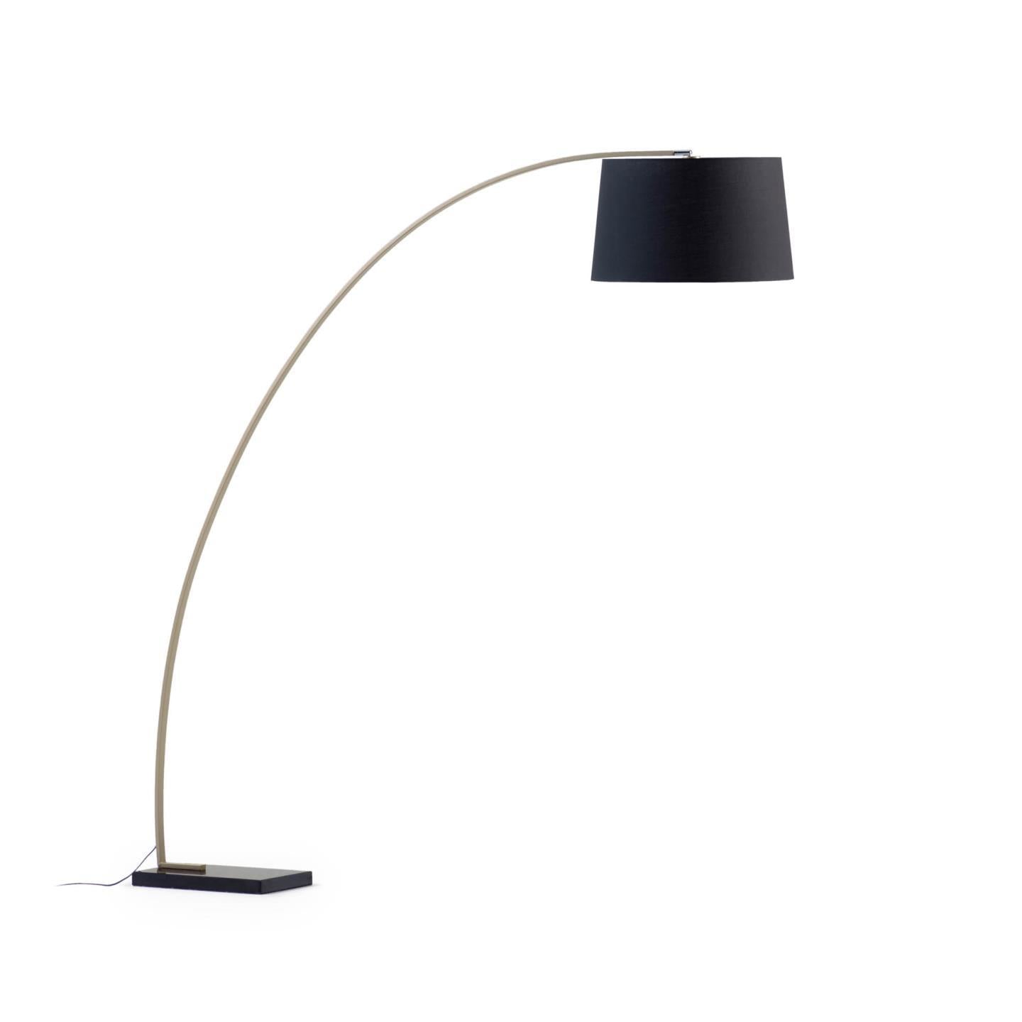 Juhe floor lamp with gold-coloured metal and black marble - Product Image