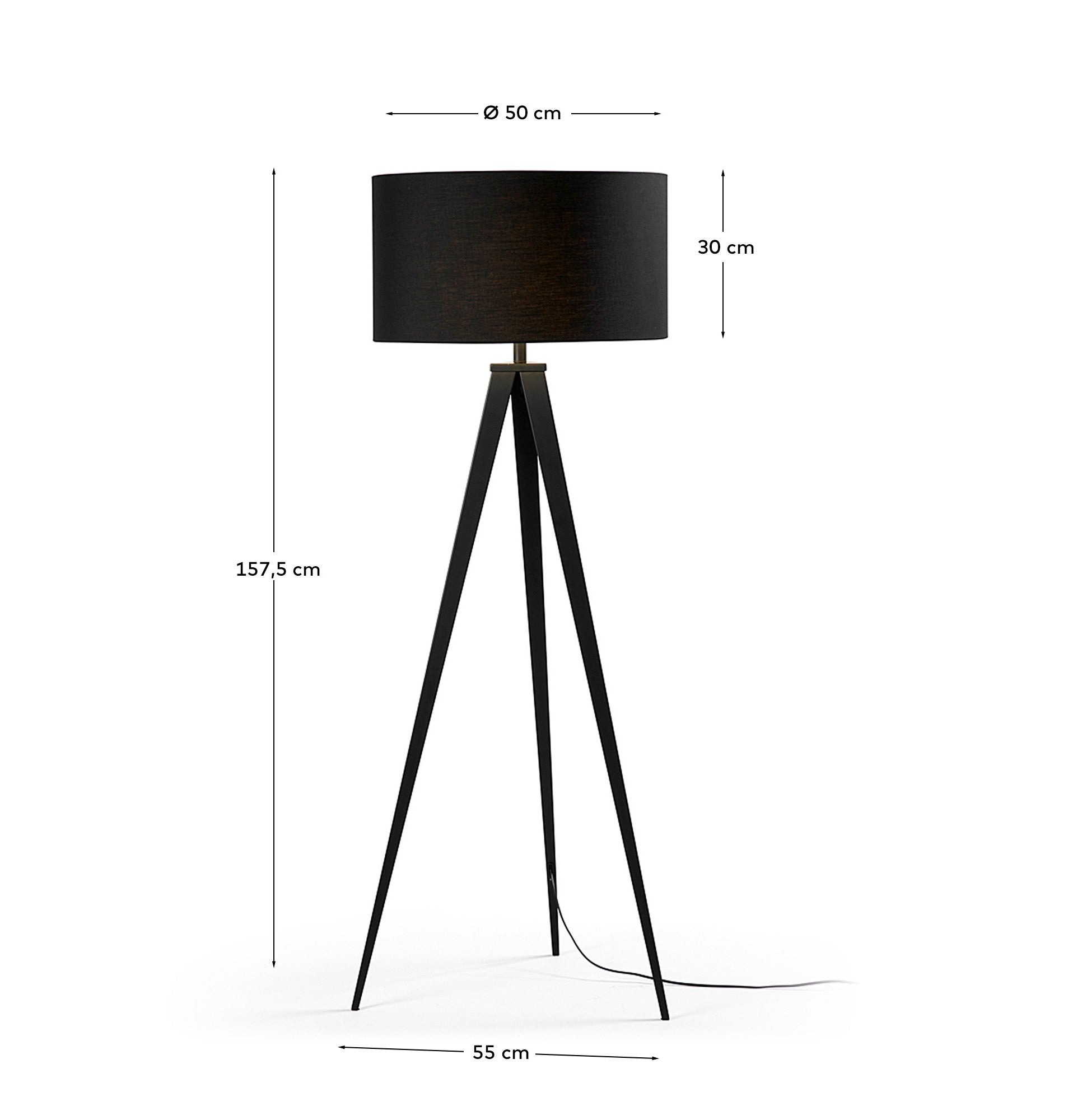 Iguazu floor lamp in steel with black finish - Measurements