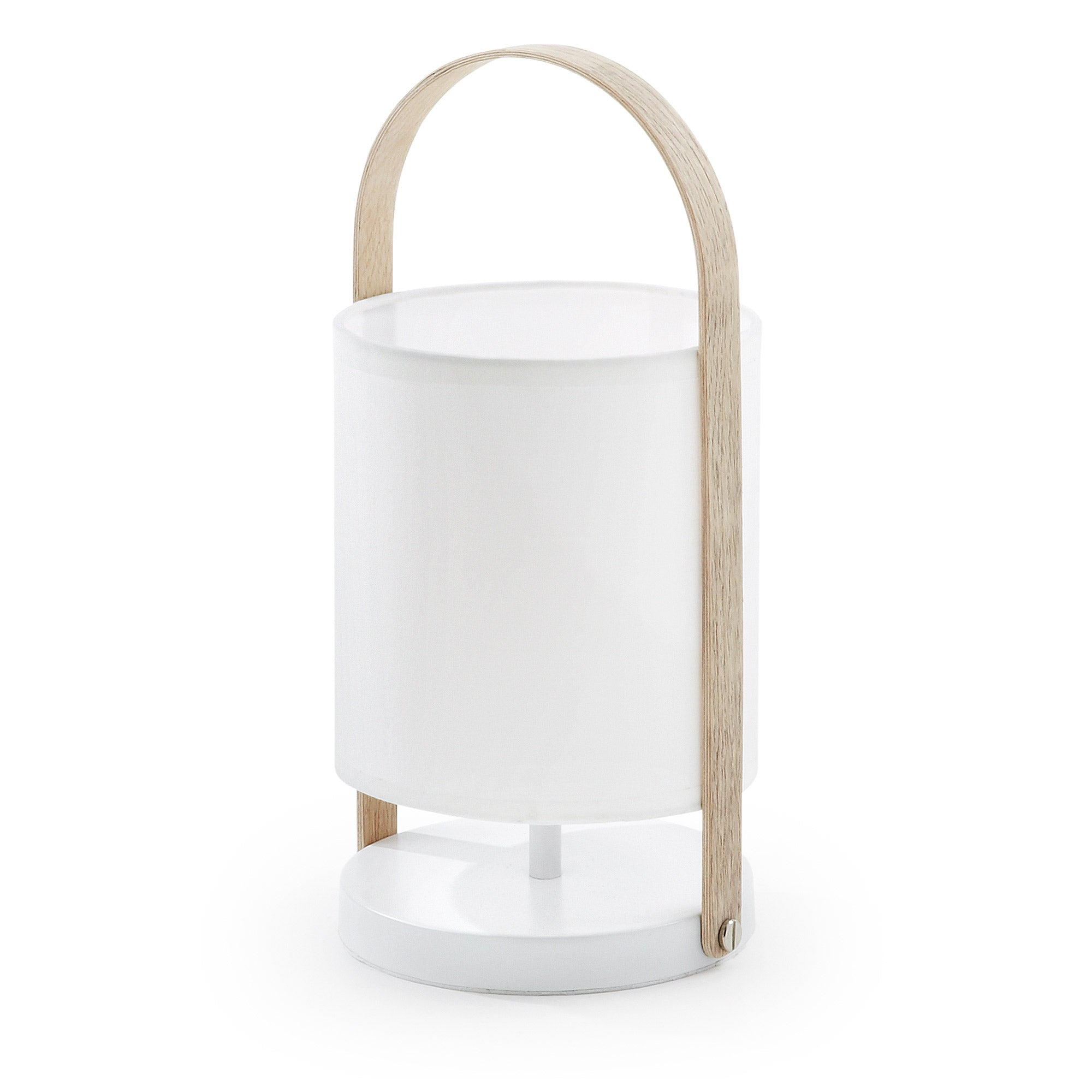 Zayma table lamp in beech wood and white cotton - Product Image