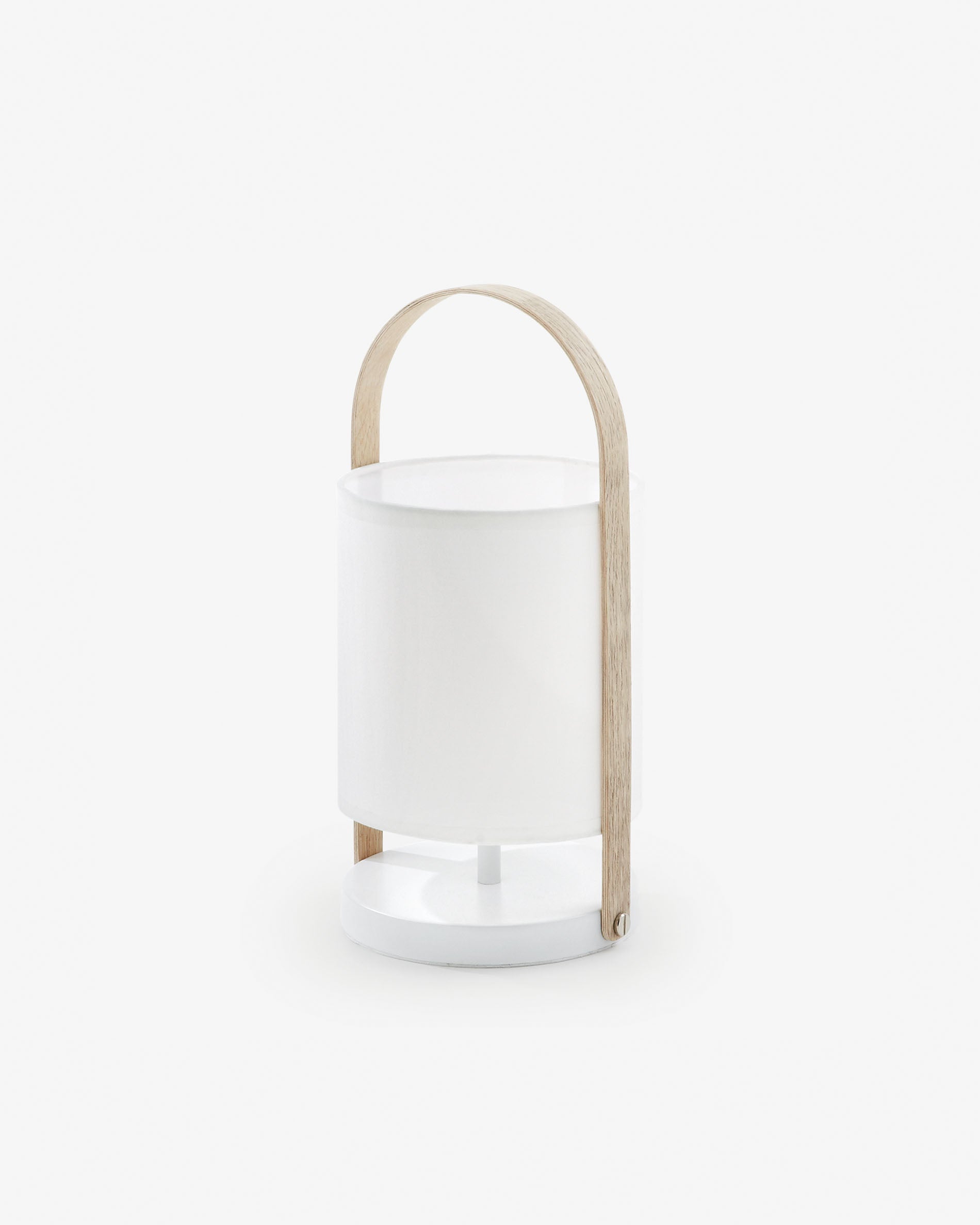 Zayma table lamp in beech wood and white cotton - Product View