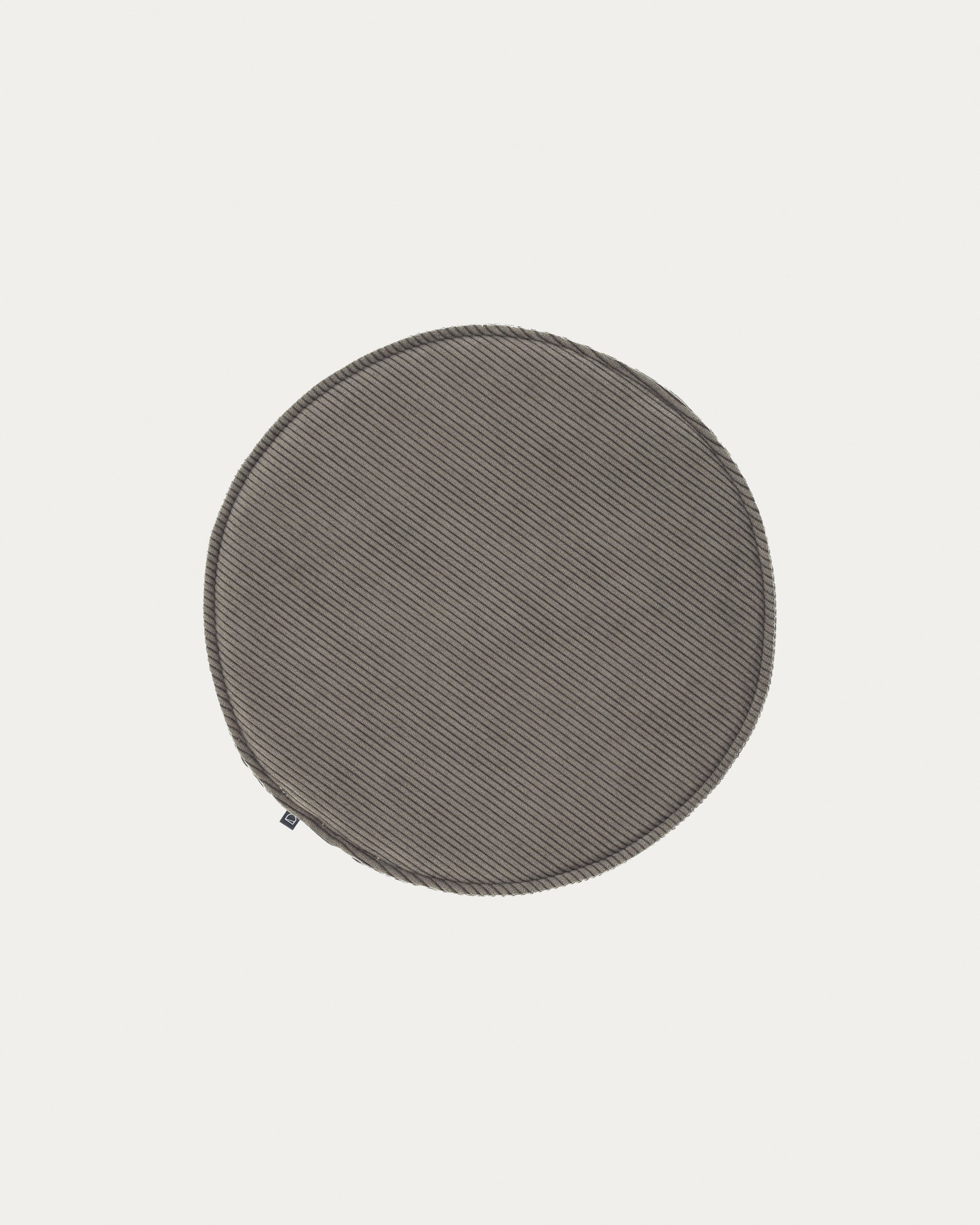 Sora round corduroy chair cushion in grey, 35 cm - Product View