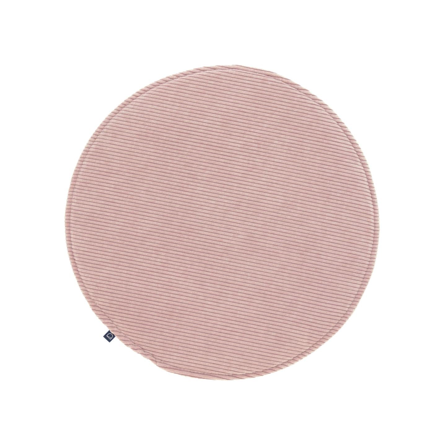 Sora round corduroy chair cushion in pink, 35 cm - Product Image