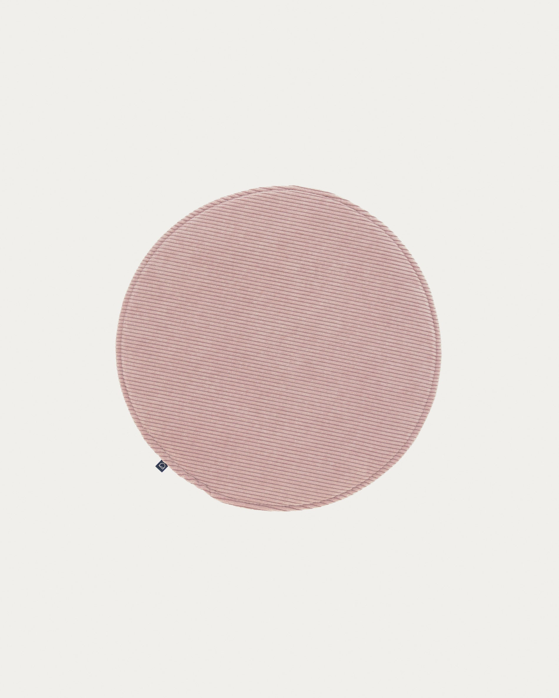 Sora round corduroy chair cushion in pink, 35 cm - Product View