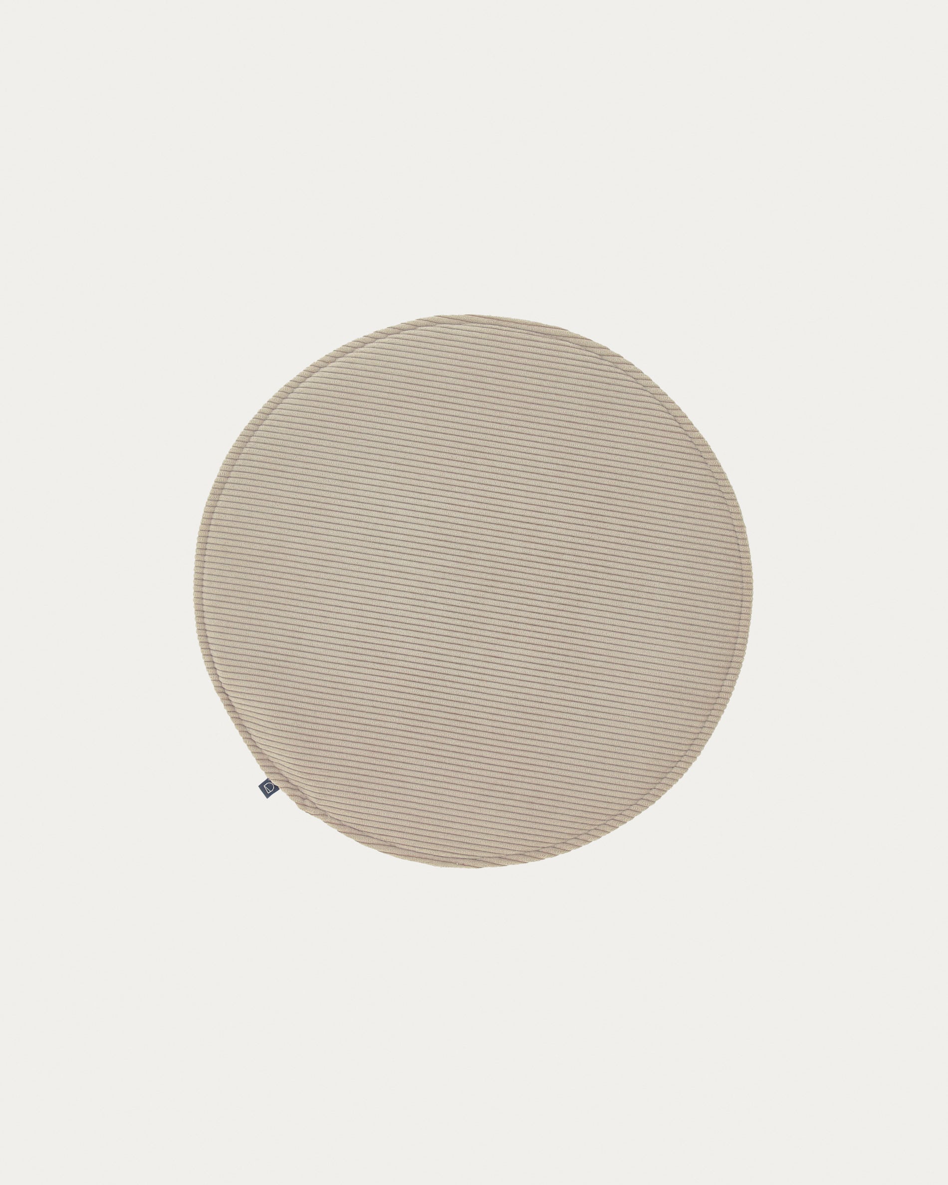 Sora round corduroy chair cushion in taupe, 35 cm - Product View