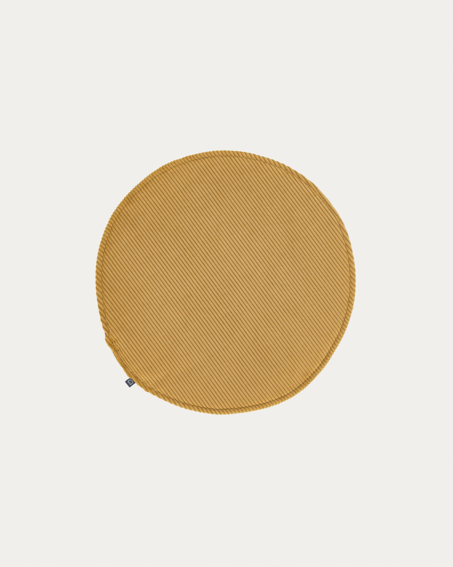Sora round corduroy chair cushion in mustard, 35 cm - Product View