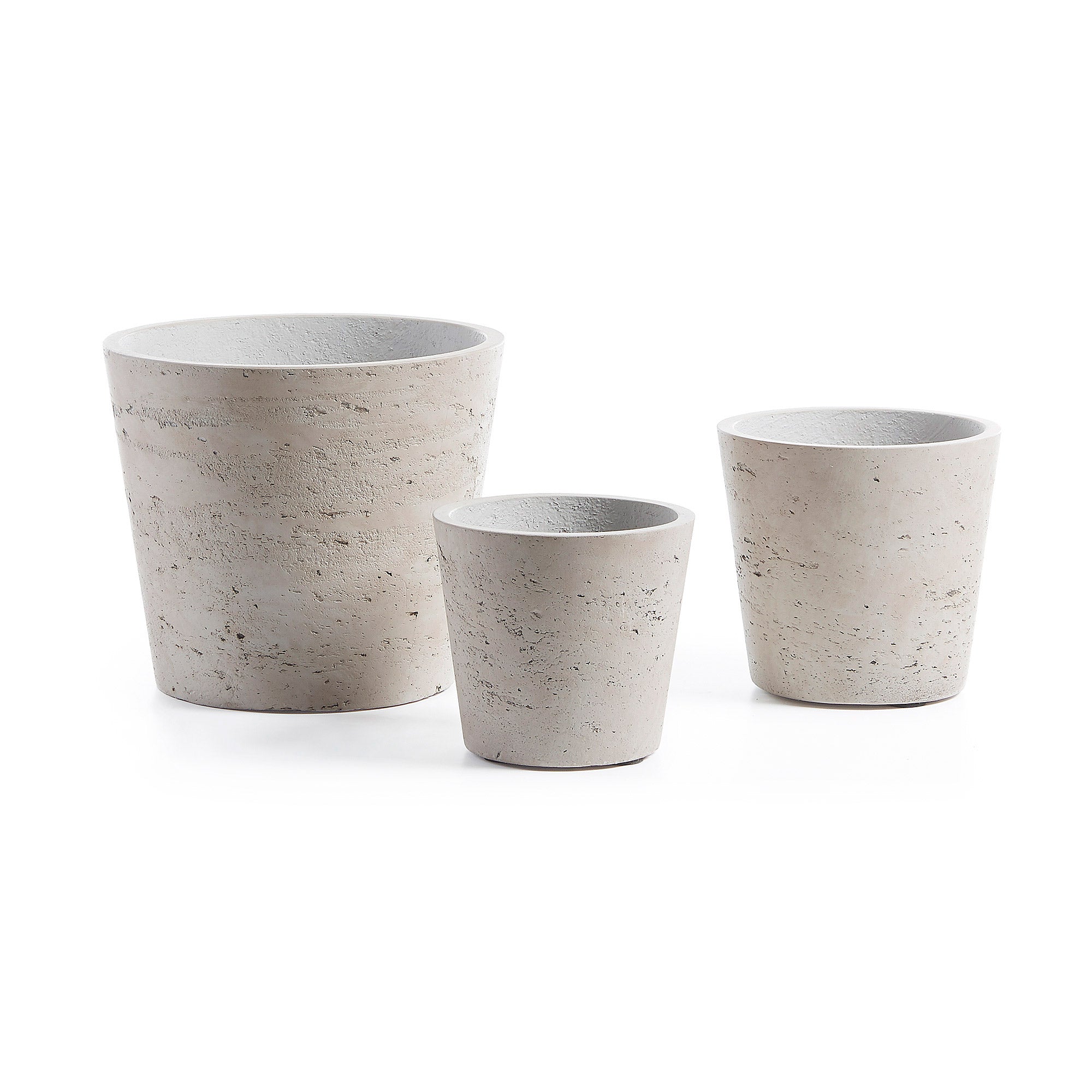 Low set of 3 planters grey Ø 23,5 cm / Ø 16,5 cm / Ø 14 cm - Product Image