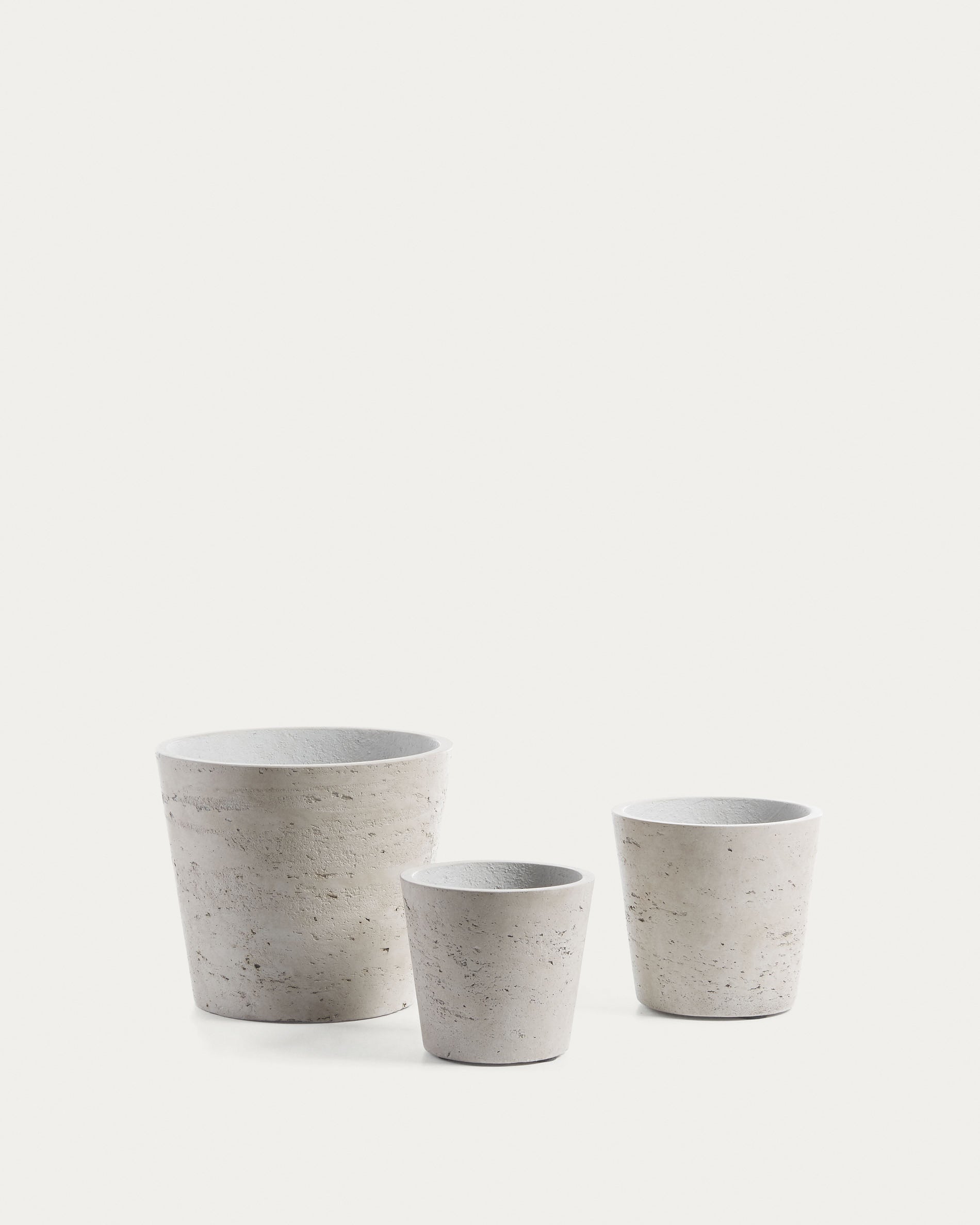 Low set of 3 planters grey Ø 23,5 cm / Ø 16,5 cm / Ø 14 cm - Product View