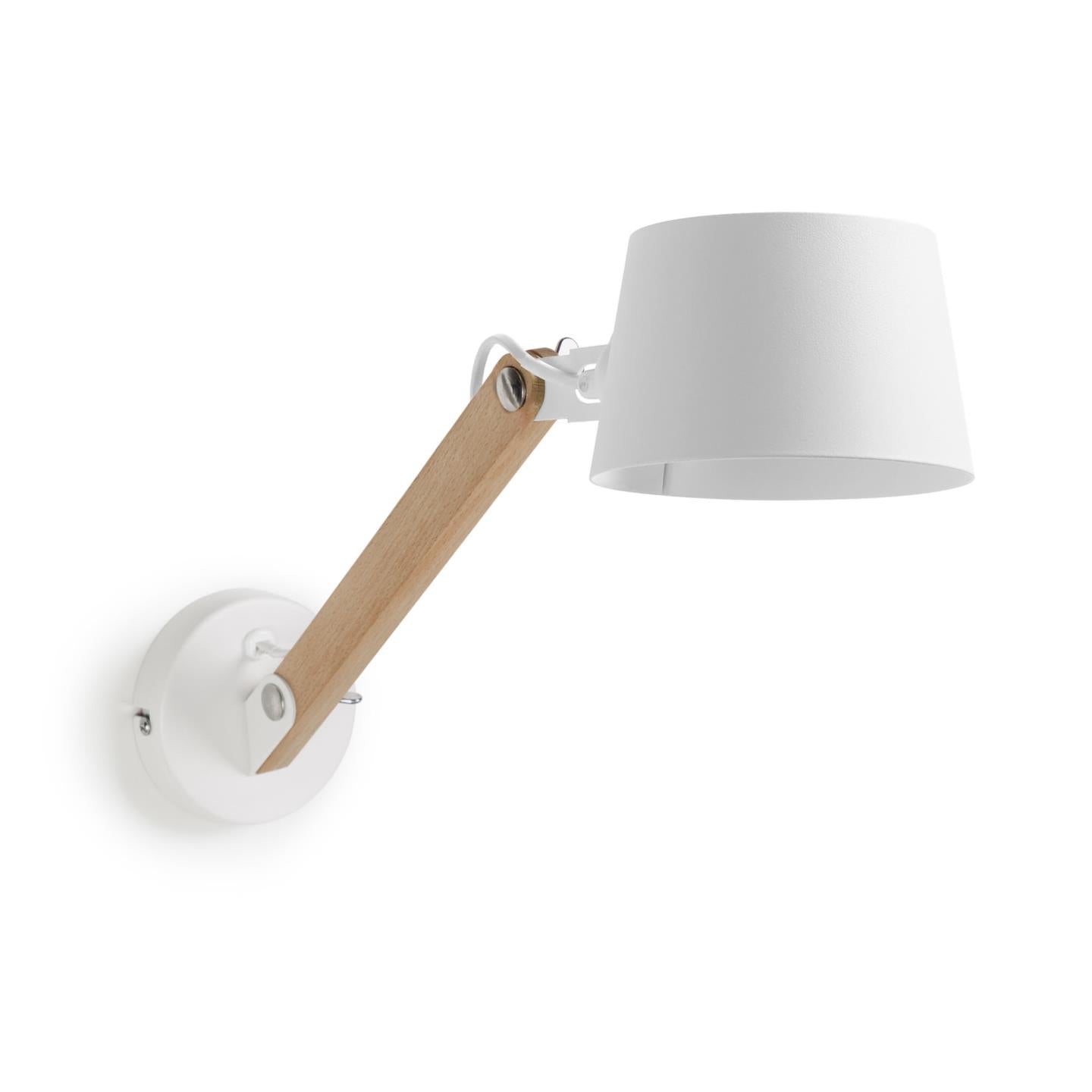 Muse wall light made from beech and steel with a white finish - Product Image