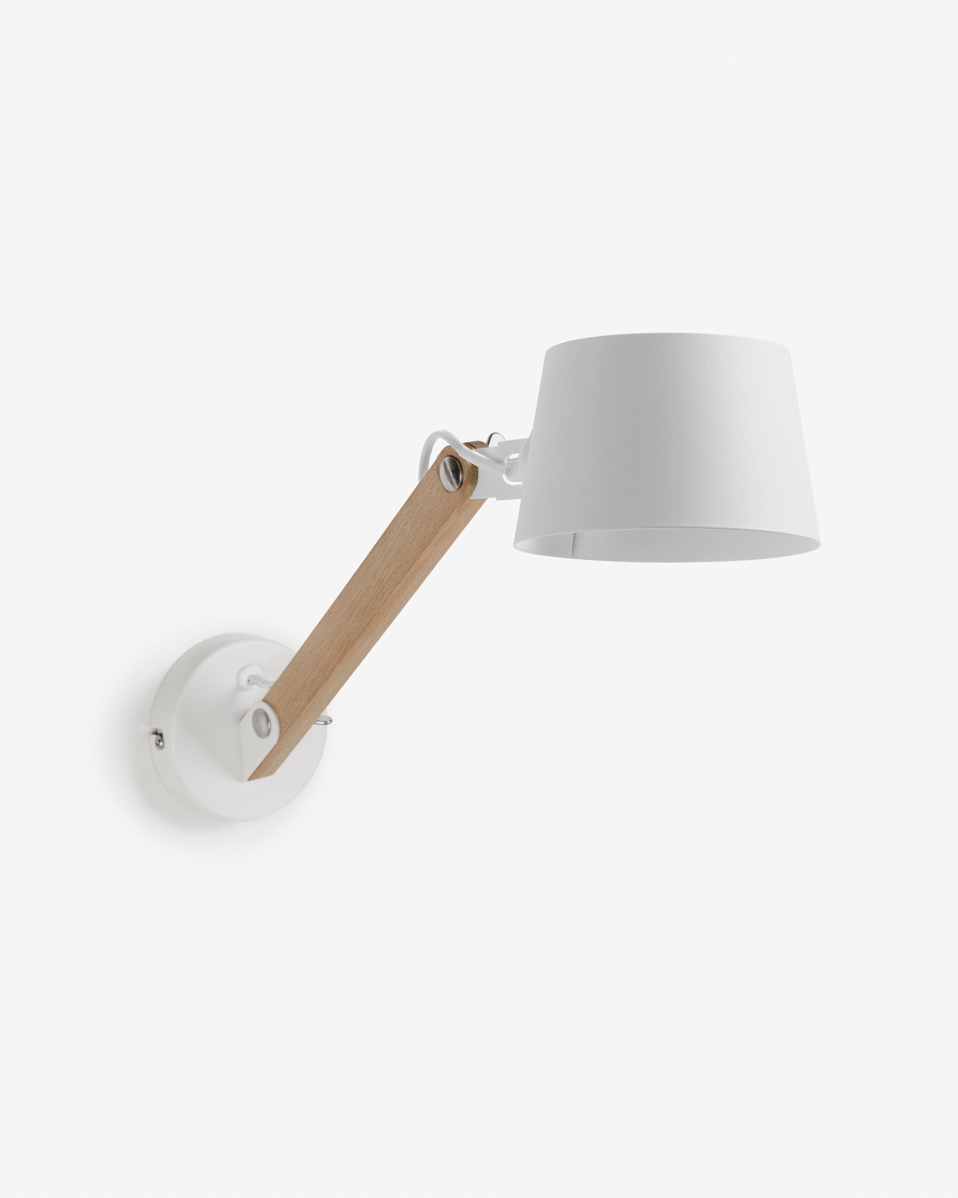 Muse wall light made from beech and steel with a white finish - Product View