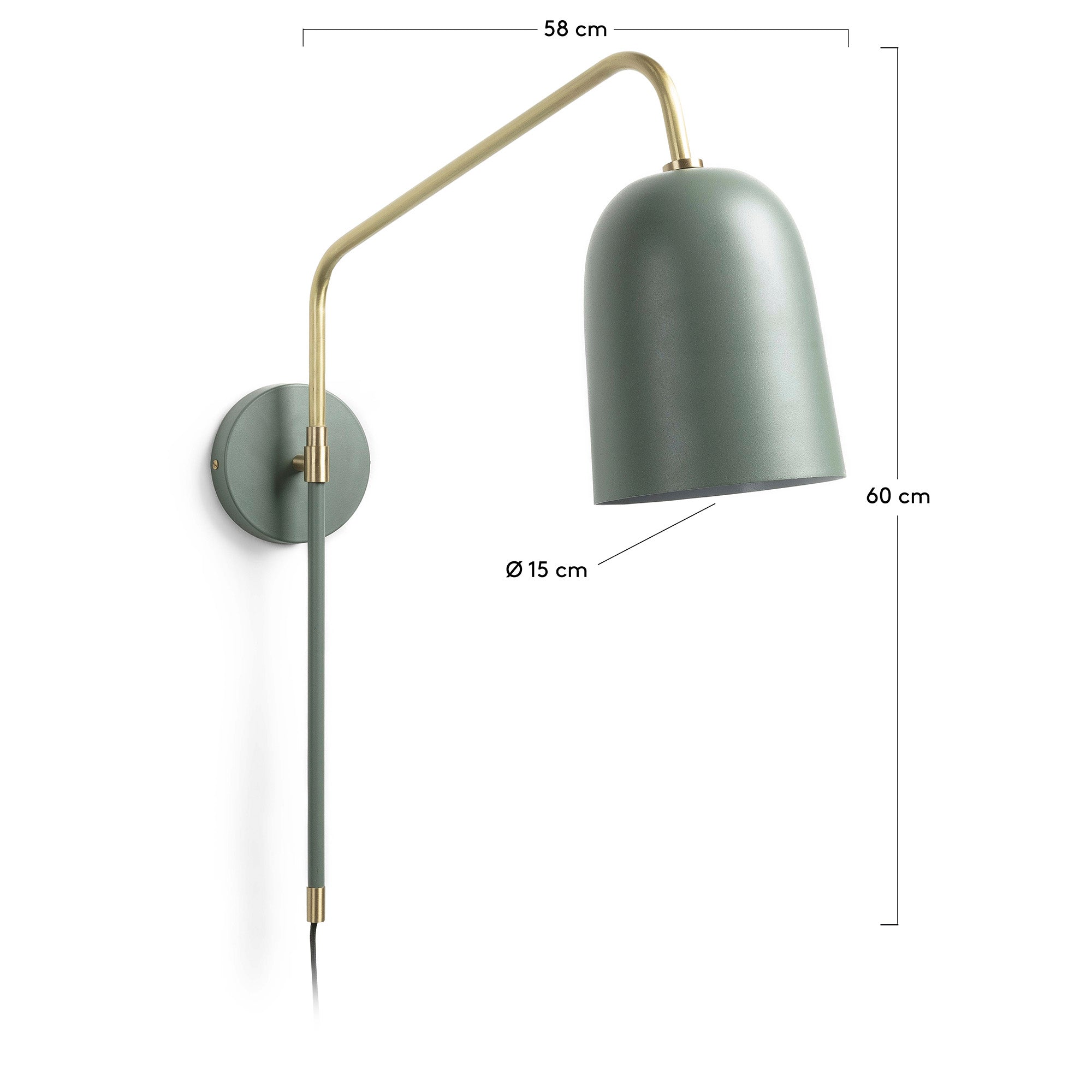 Audrie wall light in steel with green painted finish - Measurements