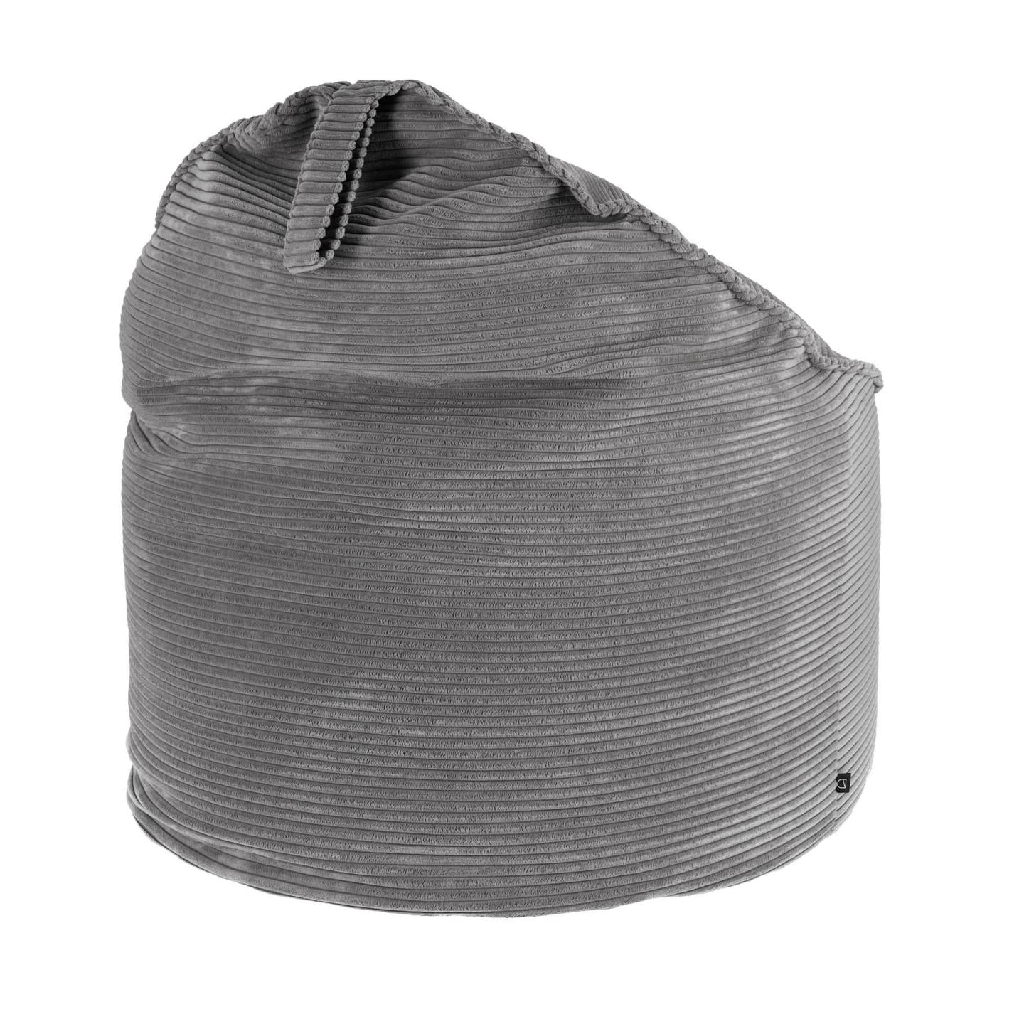 Wilma pouffe in grey wide seam corduroy, Ø 80 cm - Product Image