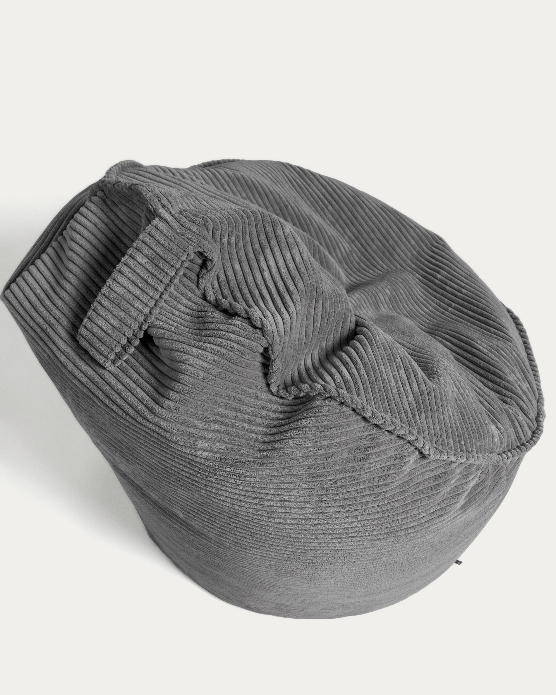 Wilma pouffe in grey wide seam corduroy, Ø 80 cm - Detail