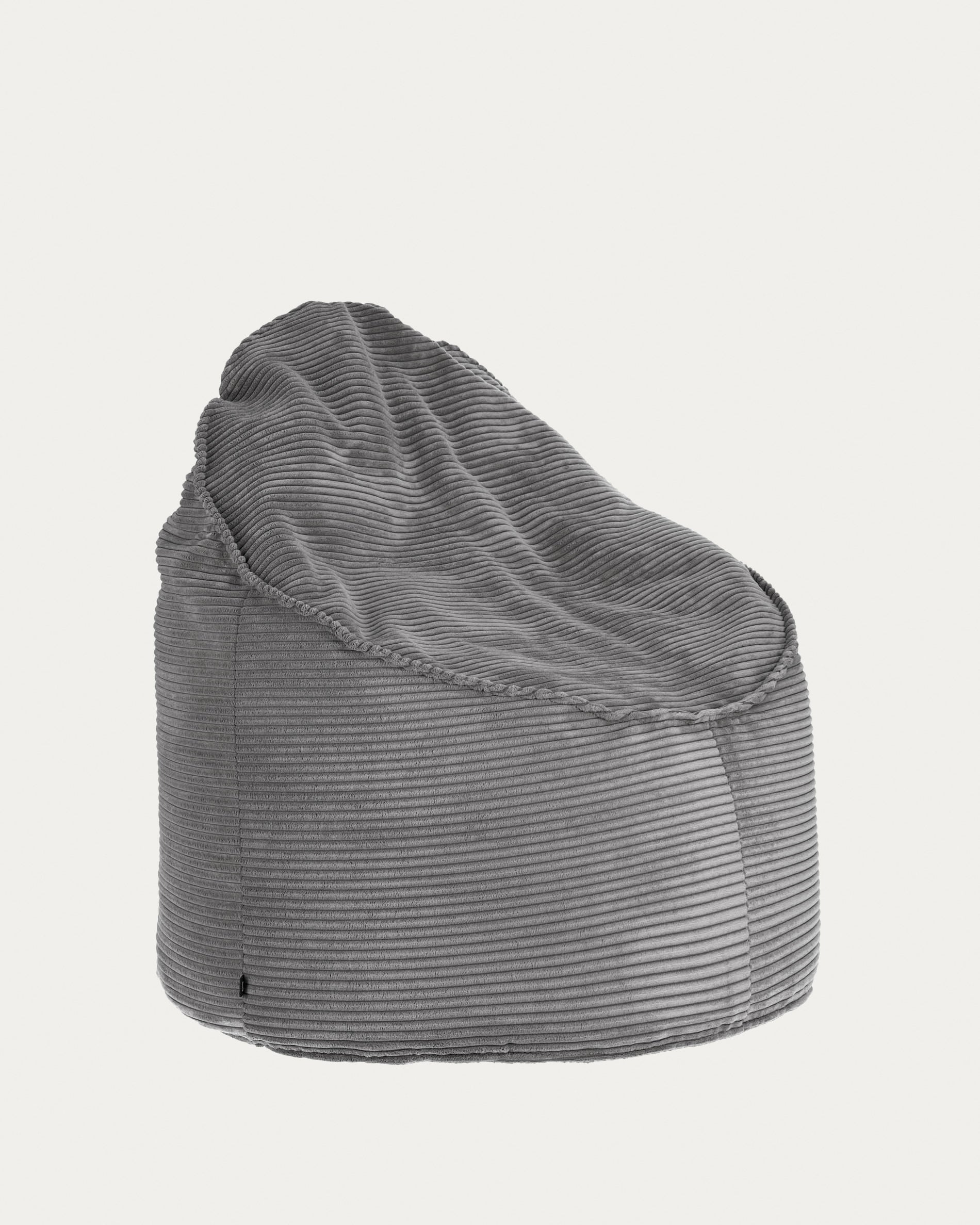 Wilma pouffe in grey wide seam corduroy, Ø 80 cm - Product View