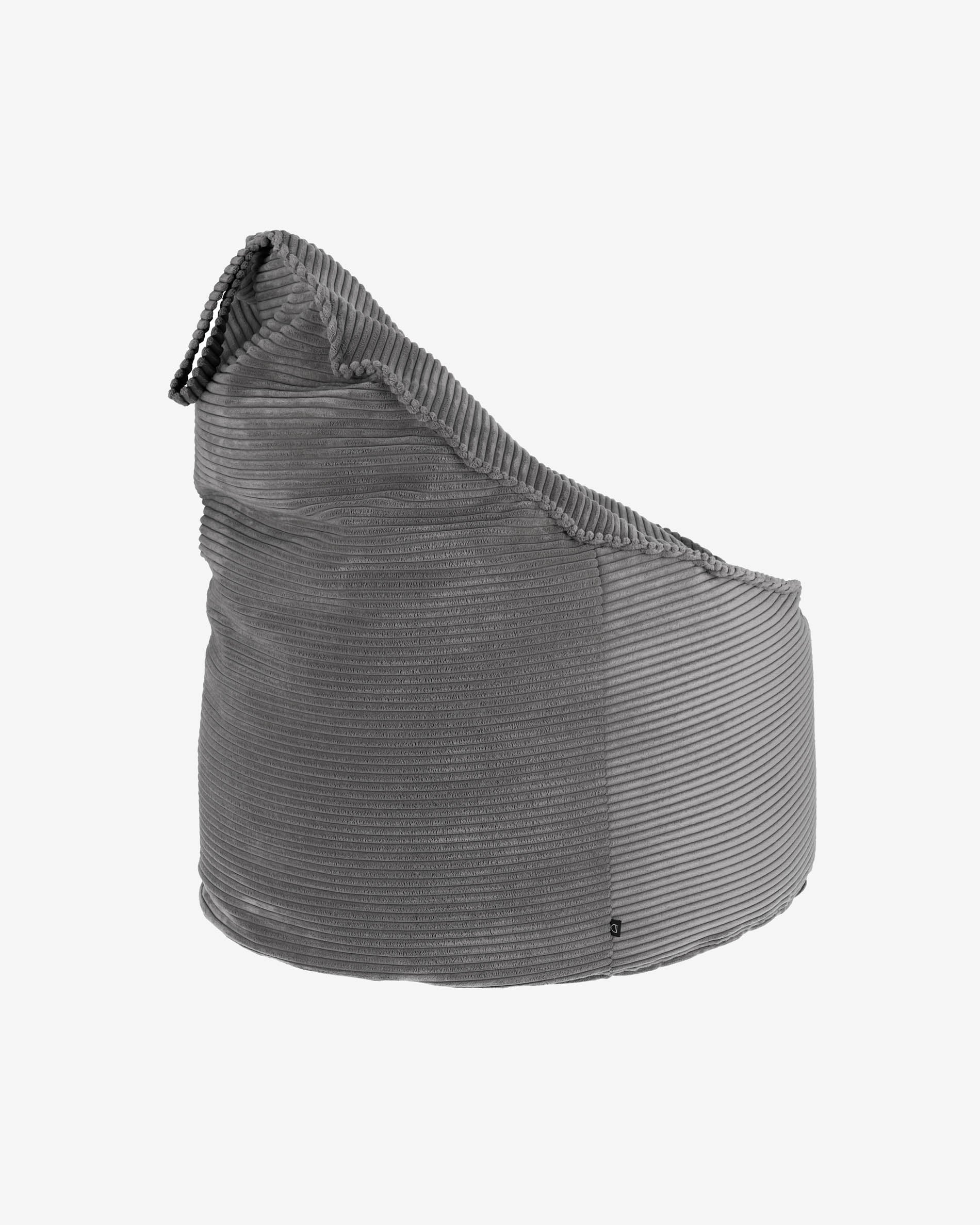 Wilma pouffe in grey wide seam corduroy, Ø 80 cm - Product View