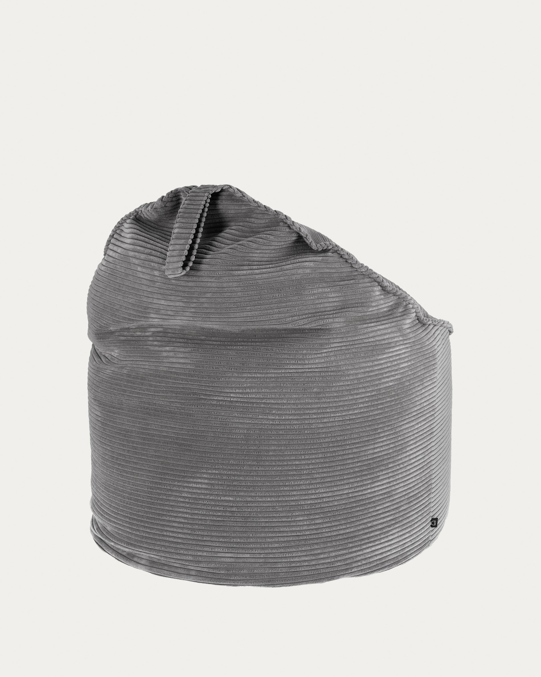 Wilma pouffe in grey wide seam corduroy, Ø 80 cm - Product View
