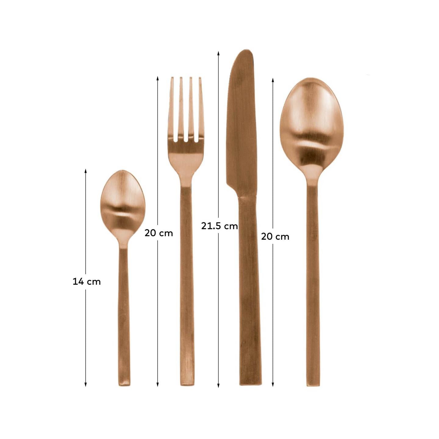 Kelda 16-piece cutlery set rose gold - Measurements