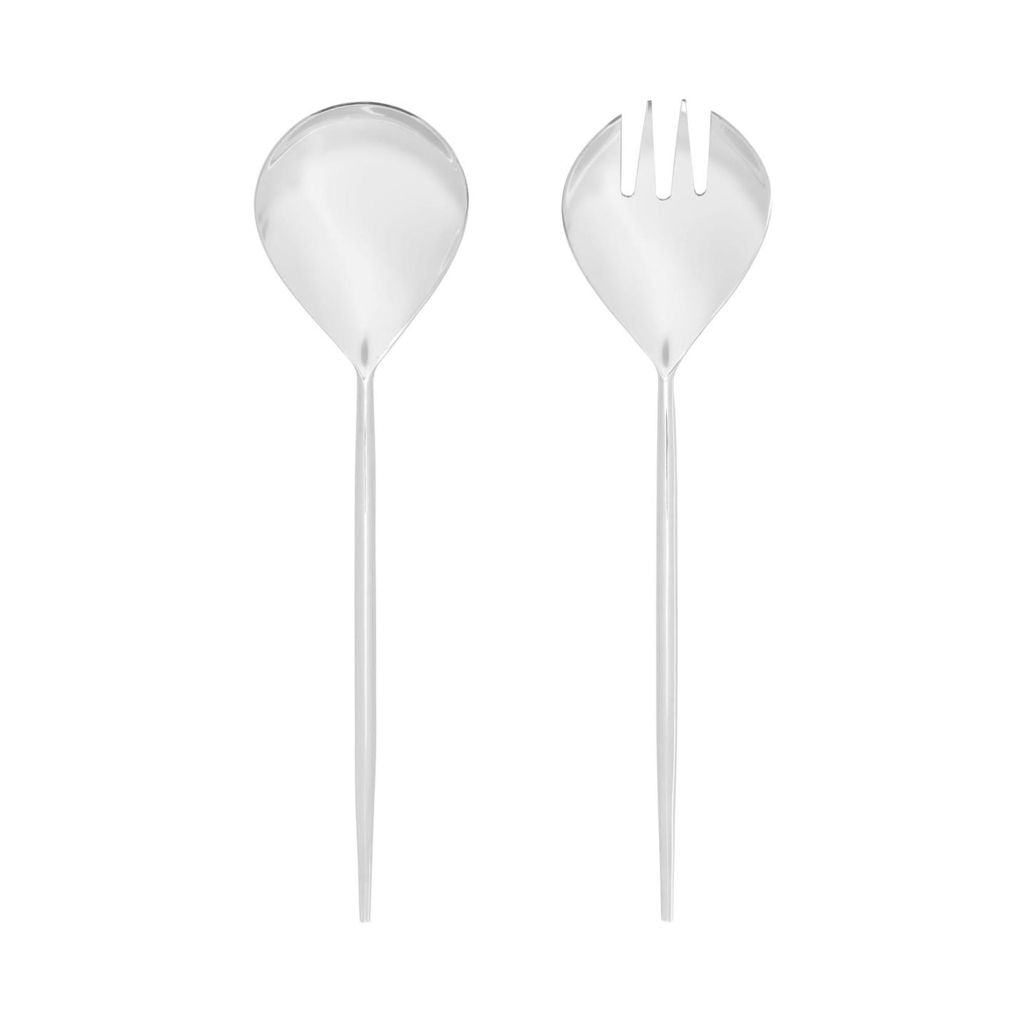 Crisps 2-piece silver salad cutlery set