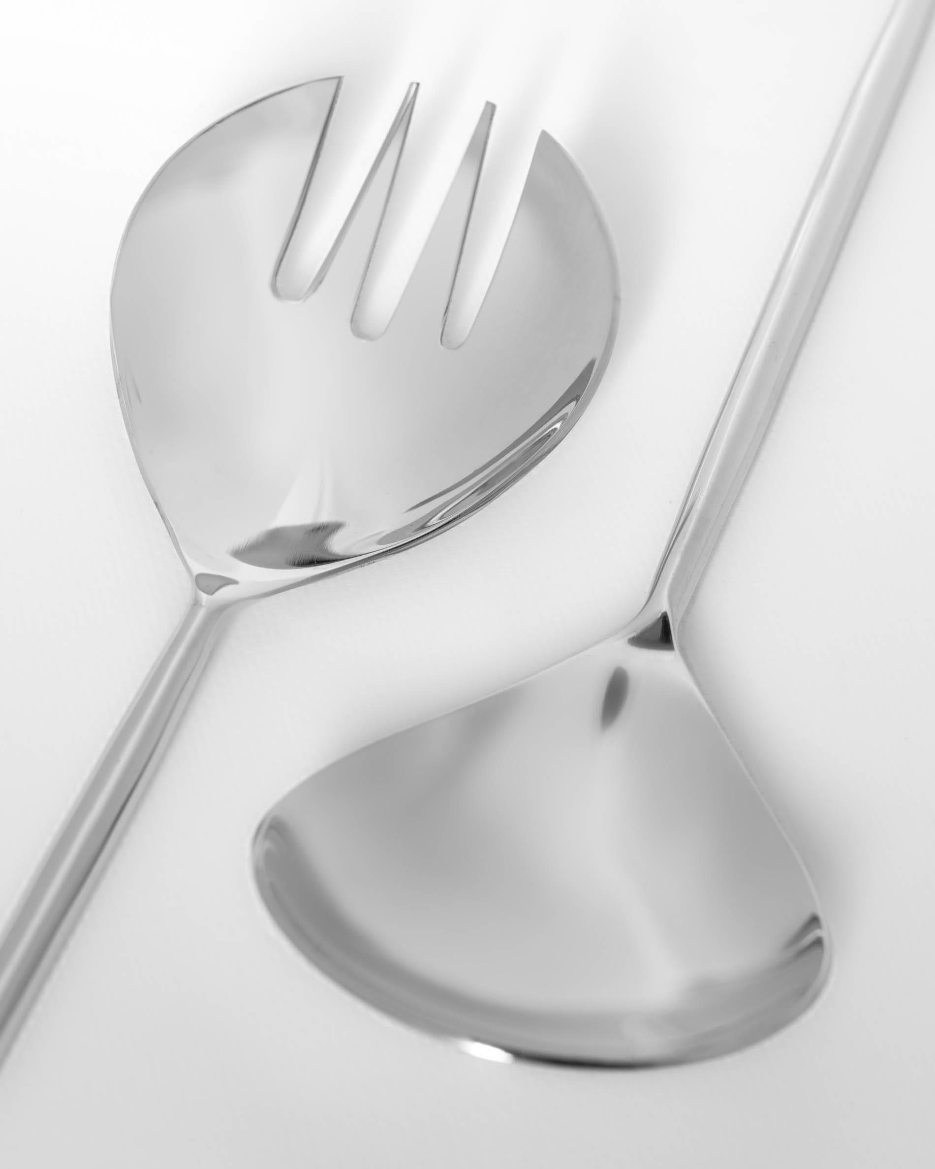 Crisps 2-piece silver salad cutlery set