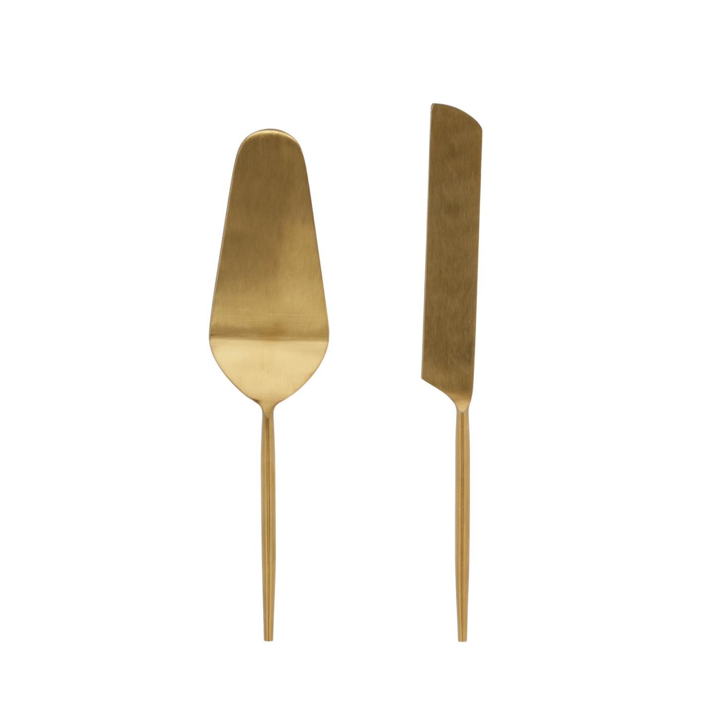 Lite 2-piece cutlery set for cake gold