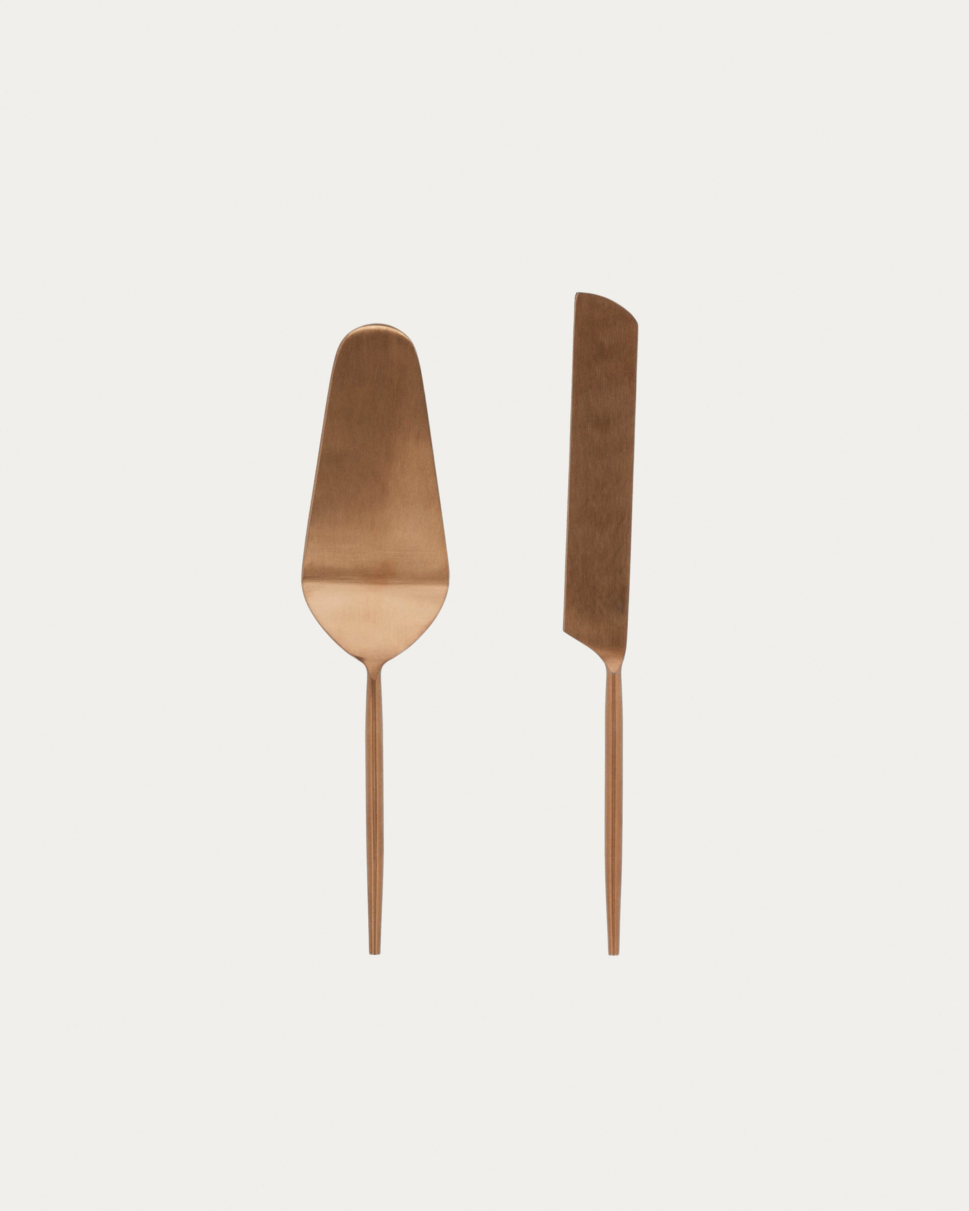 Kelda 2-piece cutlery set for cake rose gold - Product View