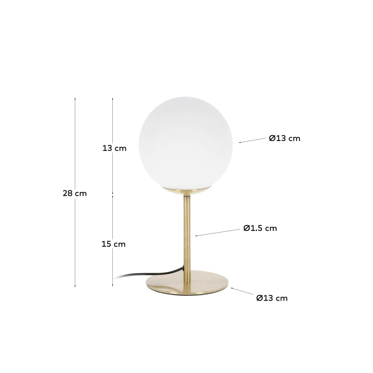 Mahala table lamp in steel and frosted glass - Measurements