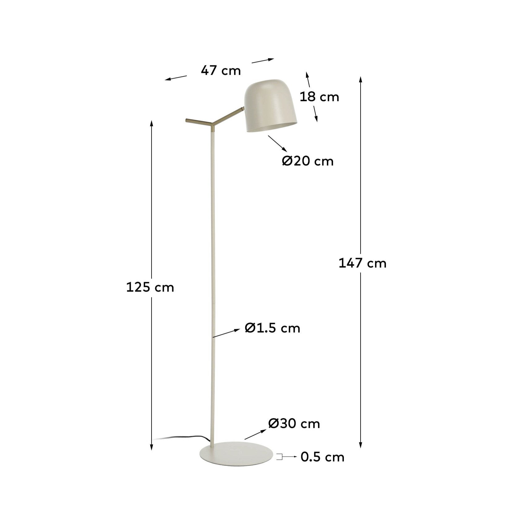 Alish metal floor lamp - Measurements