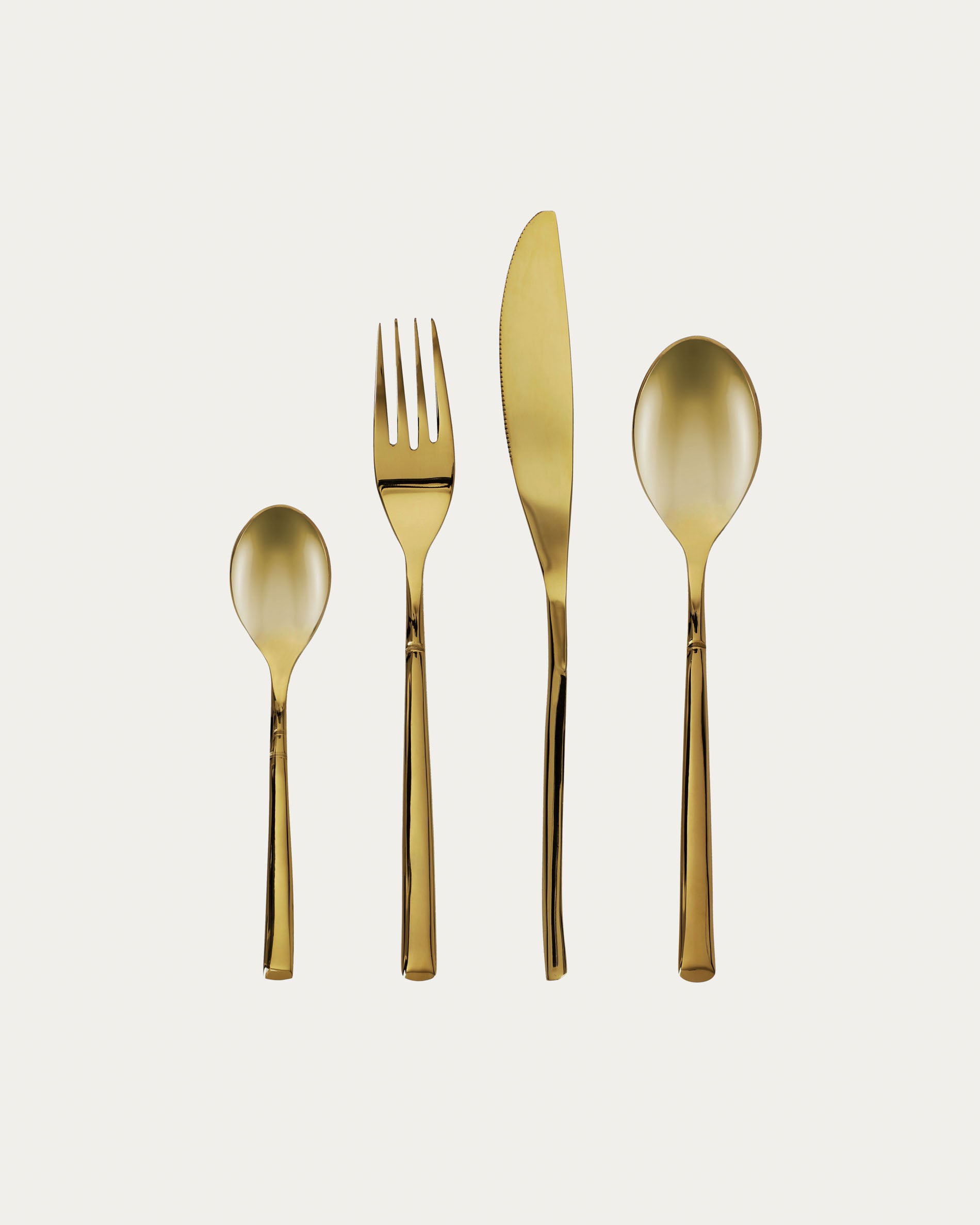 Lite square handle 16-piece golden cutlery set - Product View