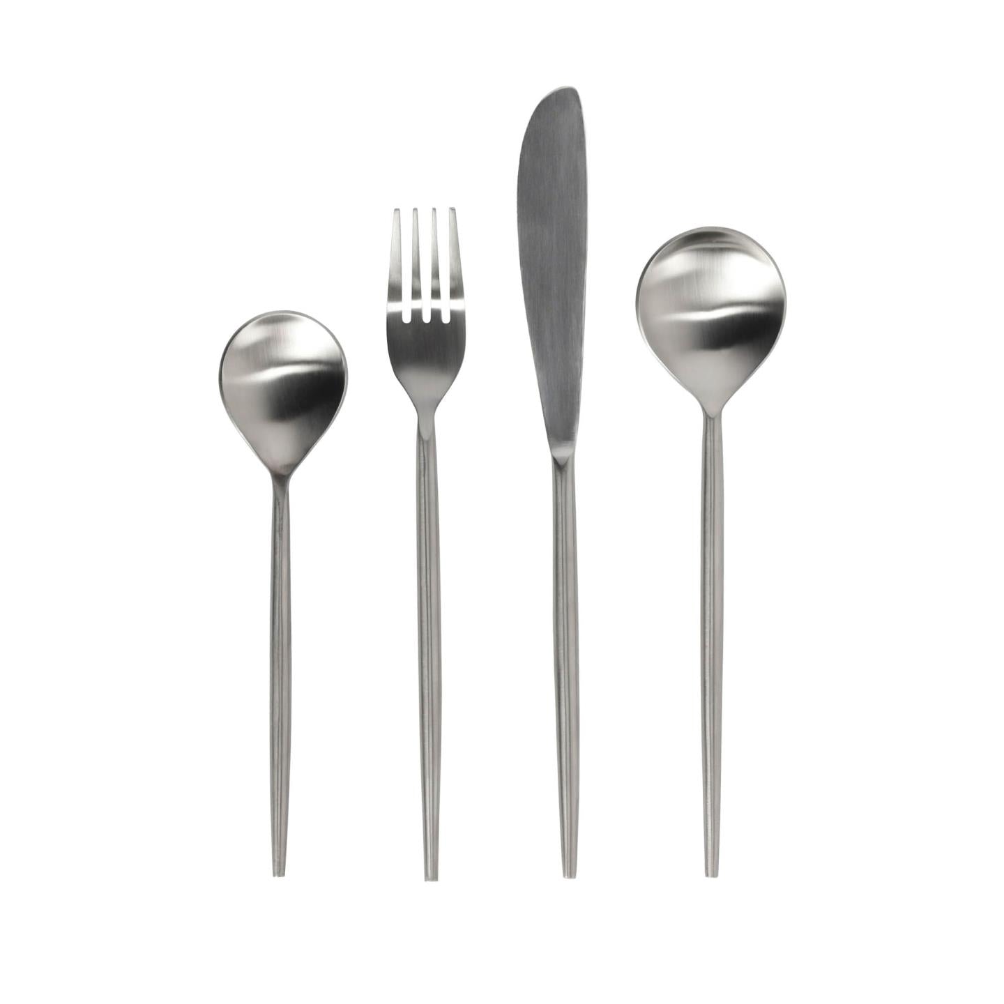 Crisps rounded handle 16-piece silvery cutlery set - Product Image