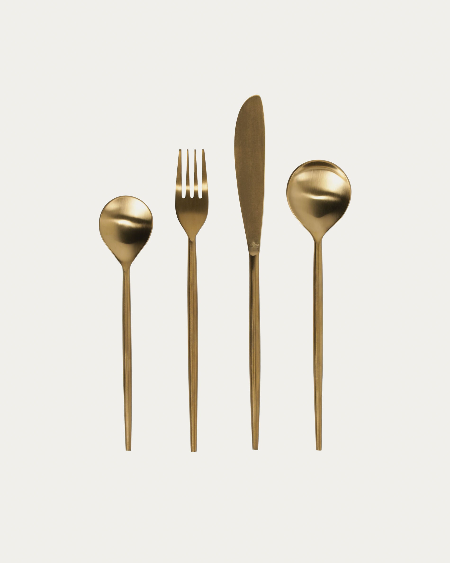 Lite rounded handle 16-piece golden cutlery set - Product View