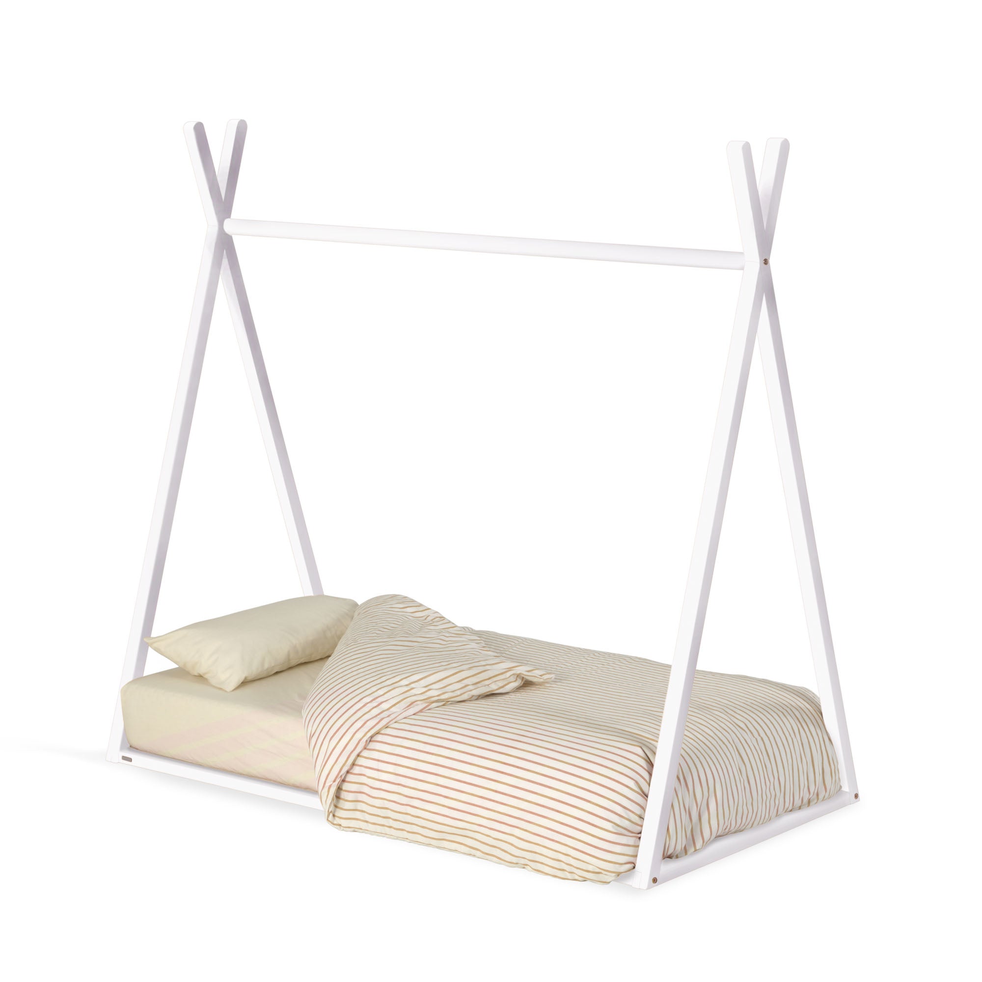 Maralis teepee bed made of solid beech wood with a white finish, for 70 x 140 cm mattresses - Product Image