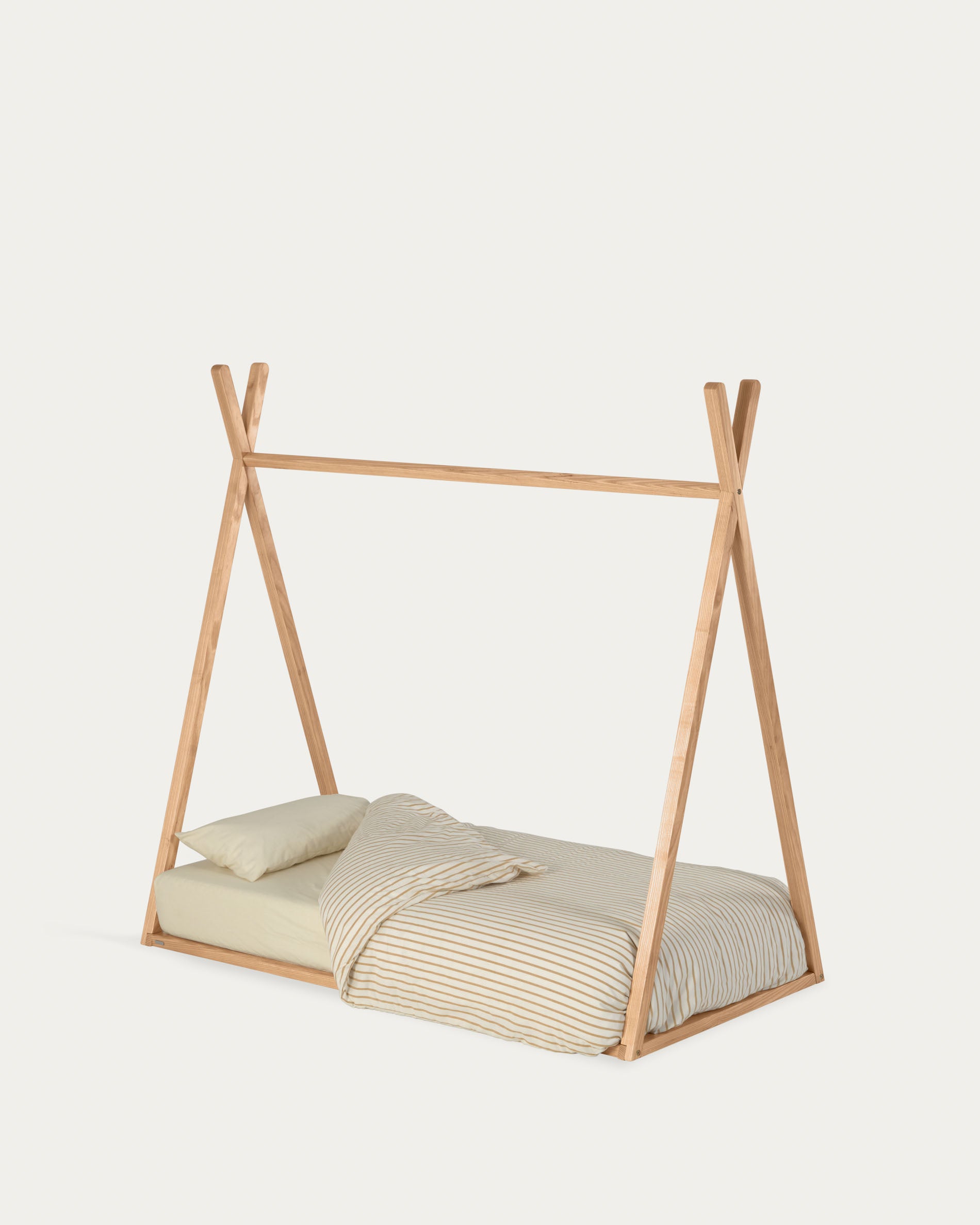 Maralis teepee bed made of solid beech wood with a natural finish, for 70 x 140 cm mattresses - Product View