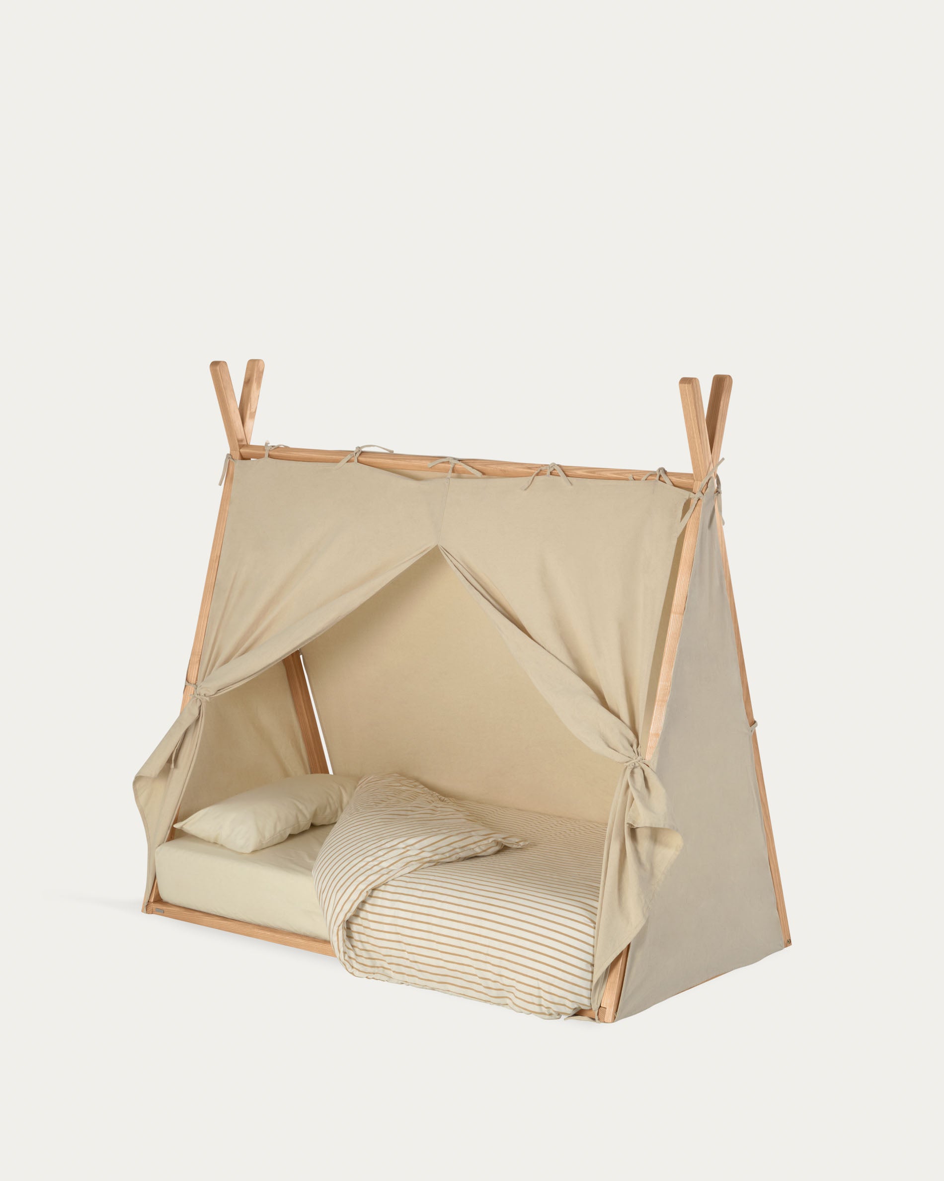 Maralis teepee bed made of solid beech wood with a natural finish, for 70 x 140 cm mattresses - Product View