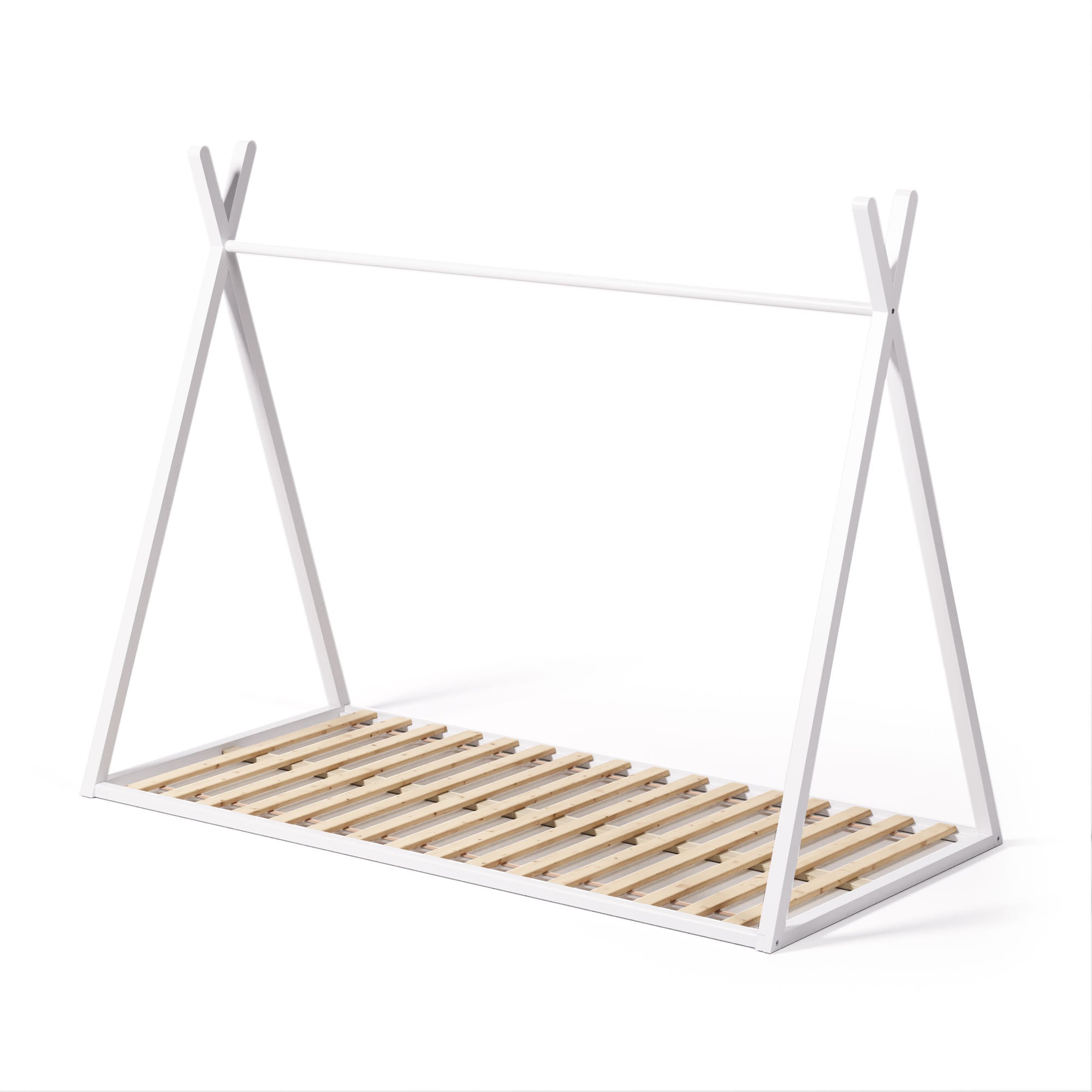 Maralis teepee bed made of solid beech wood with a white finish, for 90 x 190 cm mattresses - Product Image
