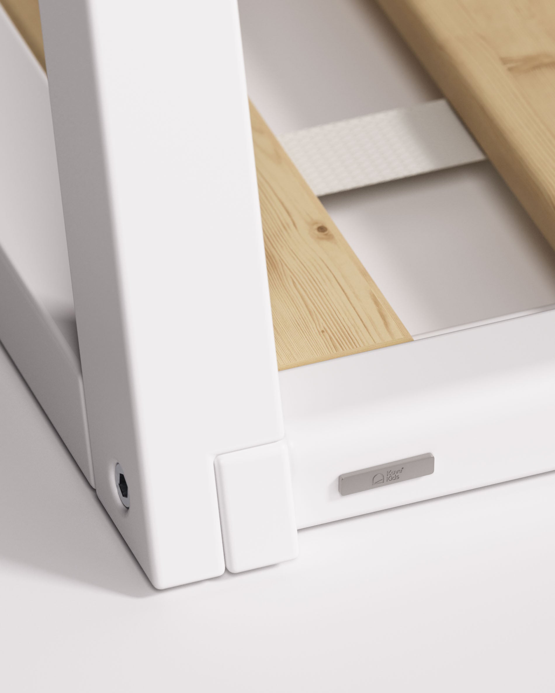 Maralis teepee bed made of solid beech wood with a white finish, for 90 x 190 cm mattresses - Detail