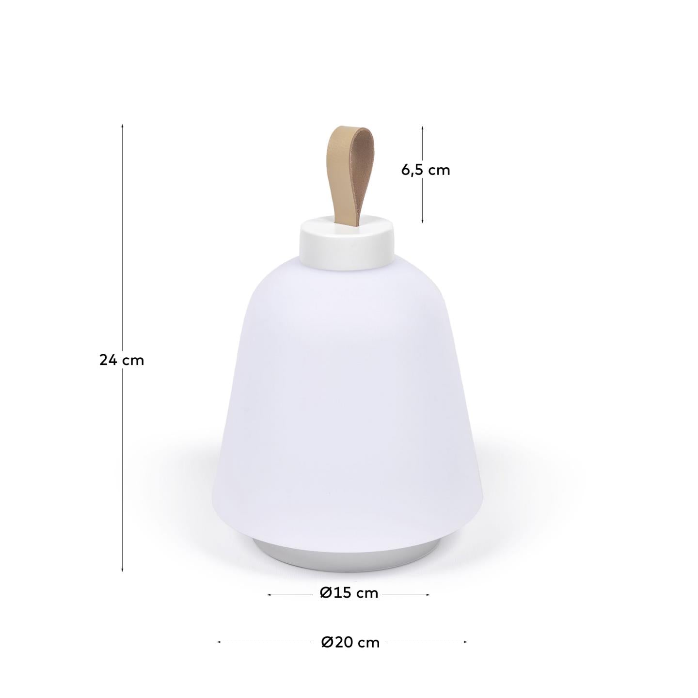 Udiya outdoor table lamp in polythene and metal white with white finish - Measurements