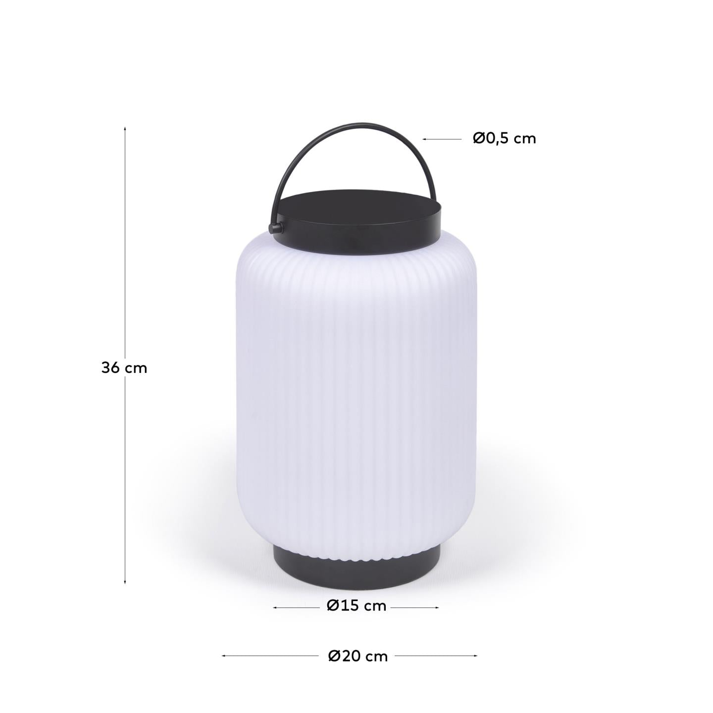 Verona outdoor table lamp in polythene and metal with black finish - Measurements