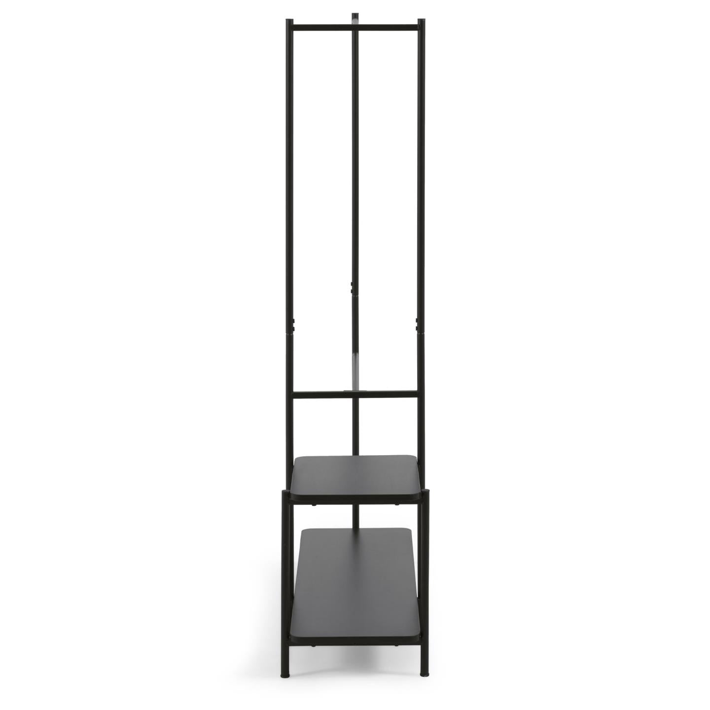 Galatia melamine and metal clothes rail with bench in black finish 100 x 150 cm - Product Image