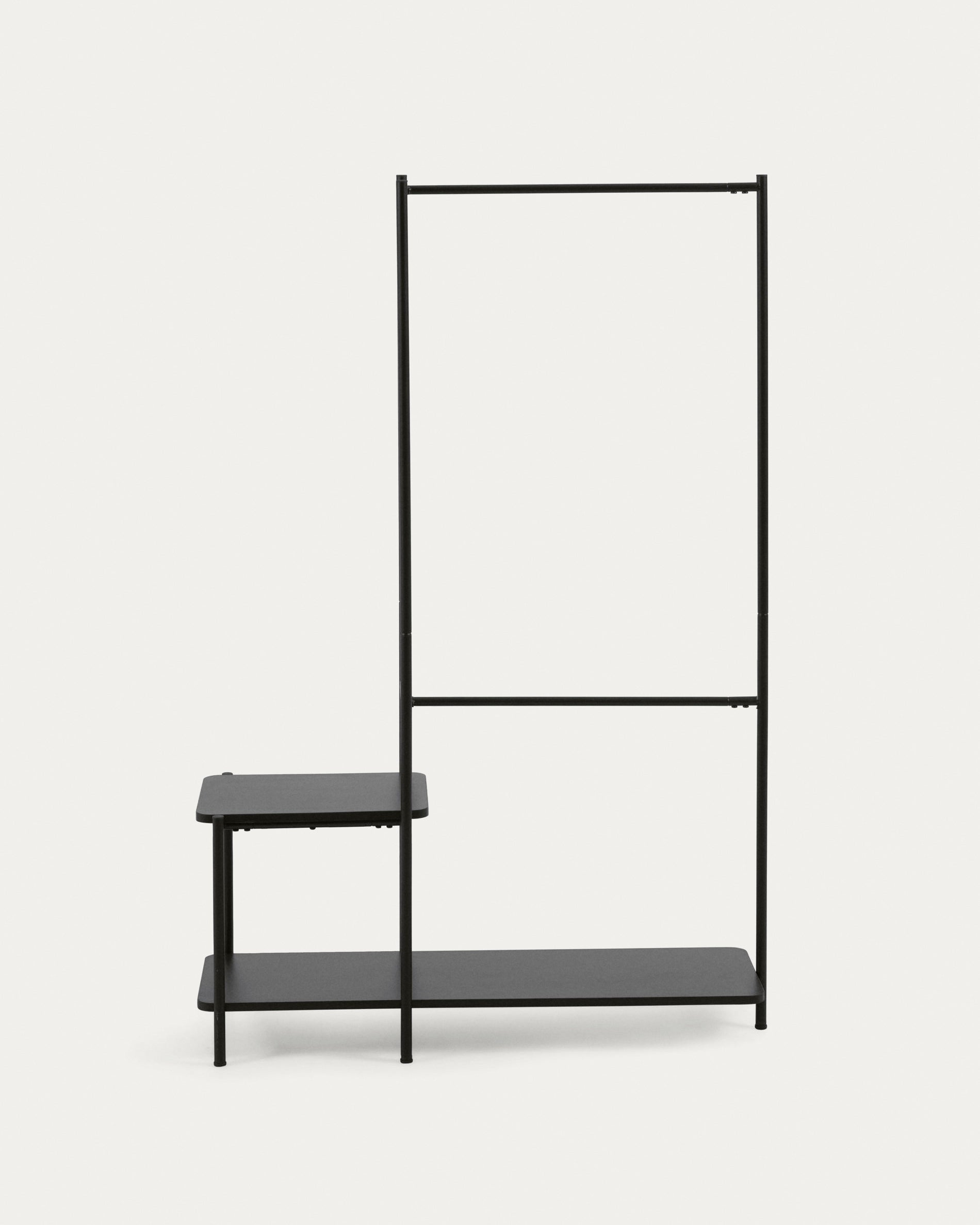 Galatia melamine and metal clothes rail with bench in black finish 100 x 150 cm - Product View
