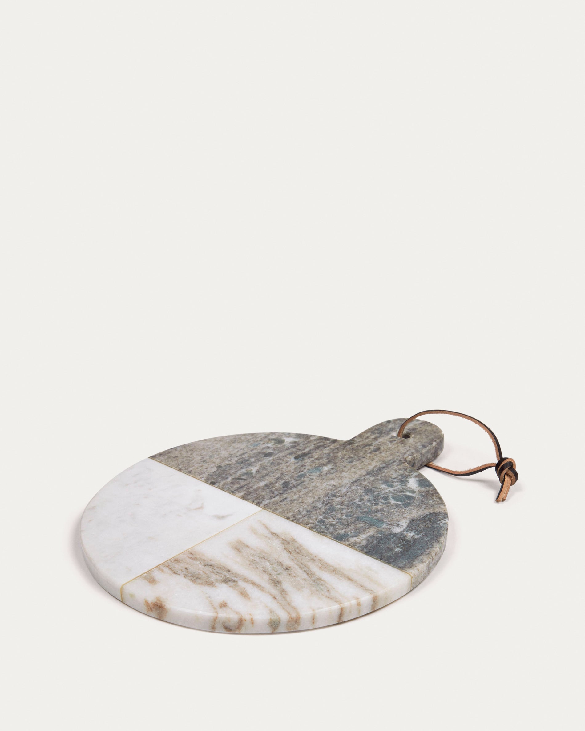Xamila large round serving board in multicoloured marble - Product View