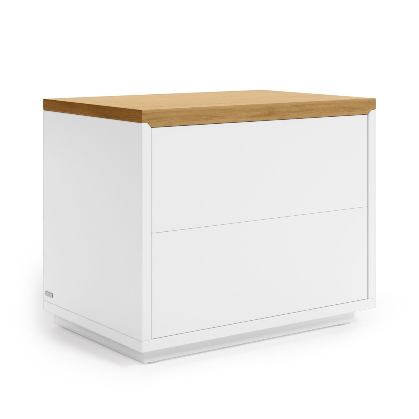 Abilen oak veneer and white lacquer bedside table 53 x 44 cm FSC 100% - Product Image