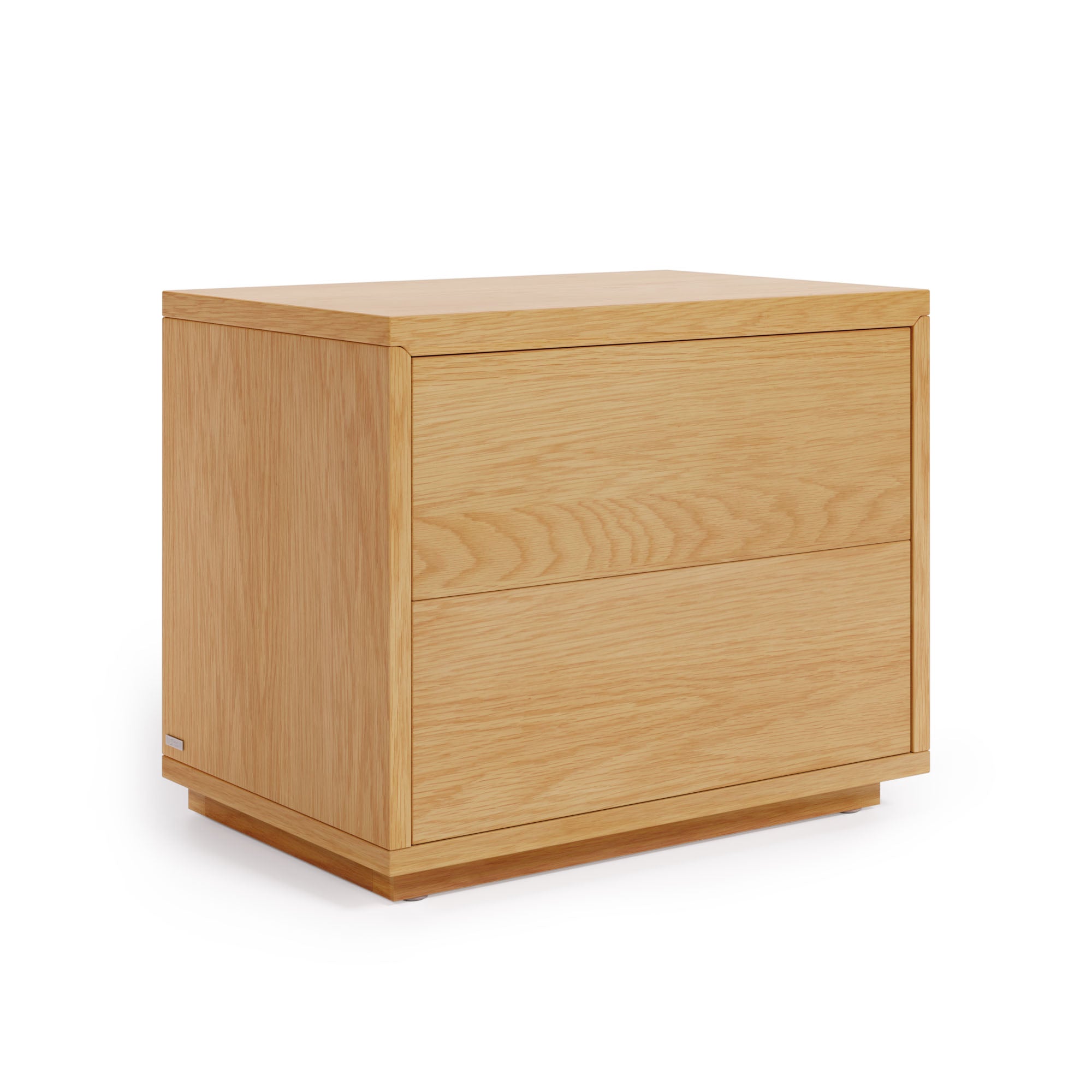 Abilen oak veneer and white lacquer bedside table, 53 x 44 cm, certified FSC 100% - Product Image