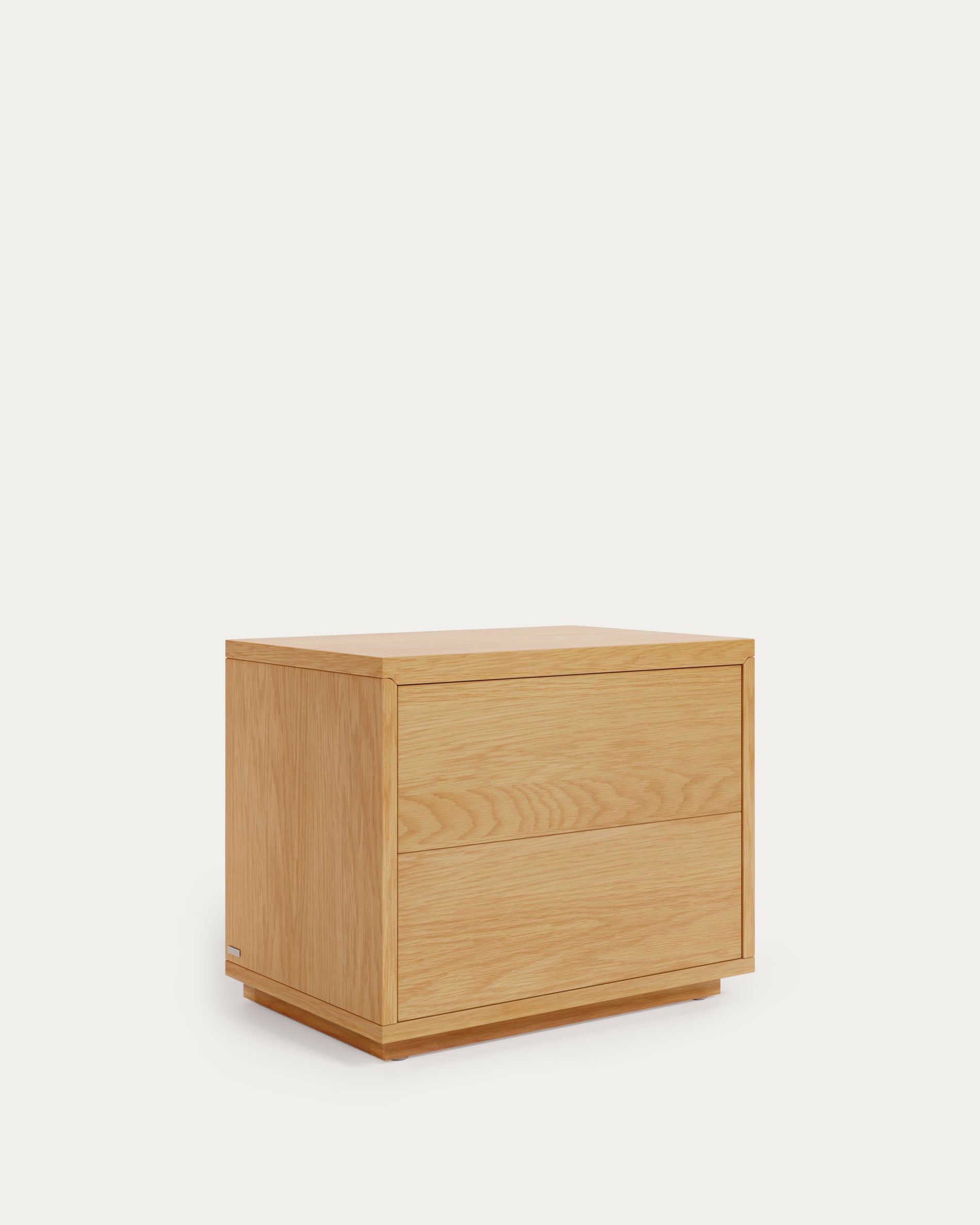 Abilen oak veneer and white lacquer bedside table, 53 x 44 cm, certified FSC 100% - Product View